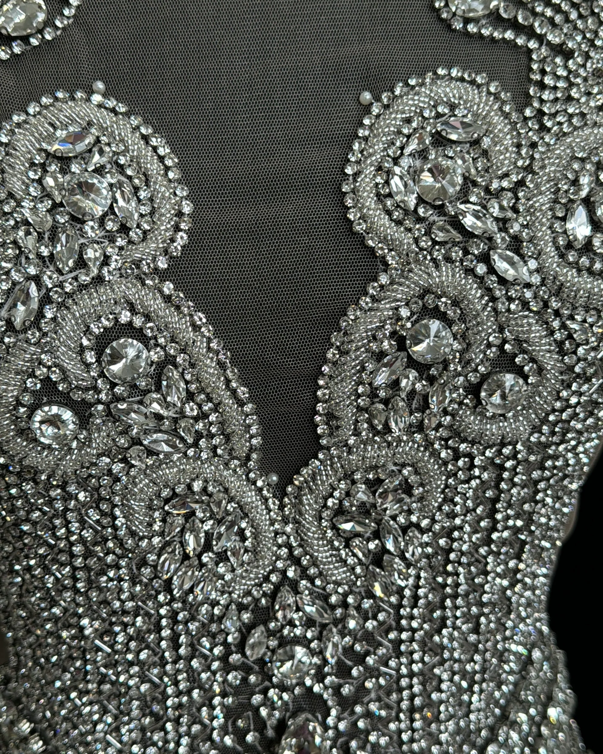 Tina Silver Rhinestones Bodice Applique - Image 3