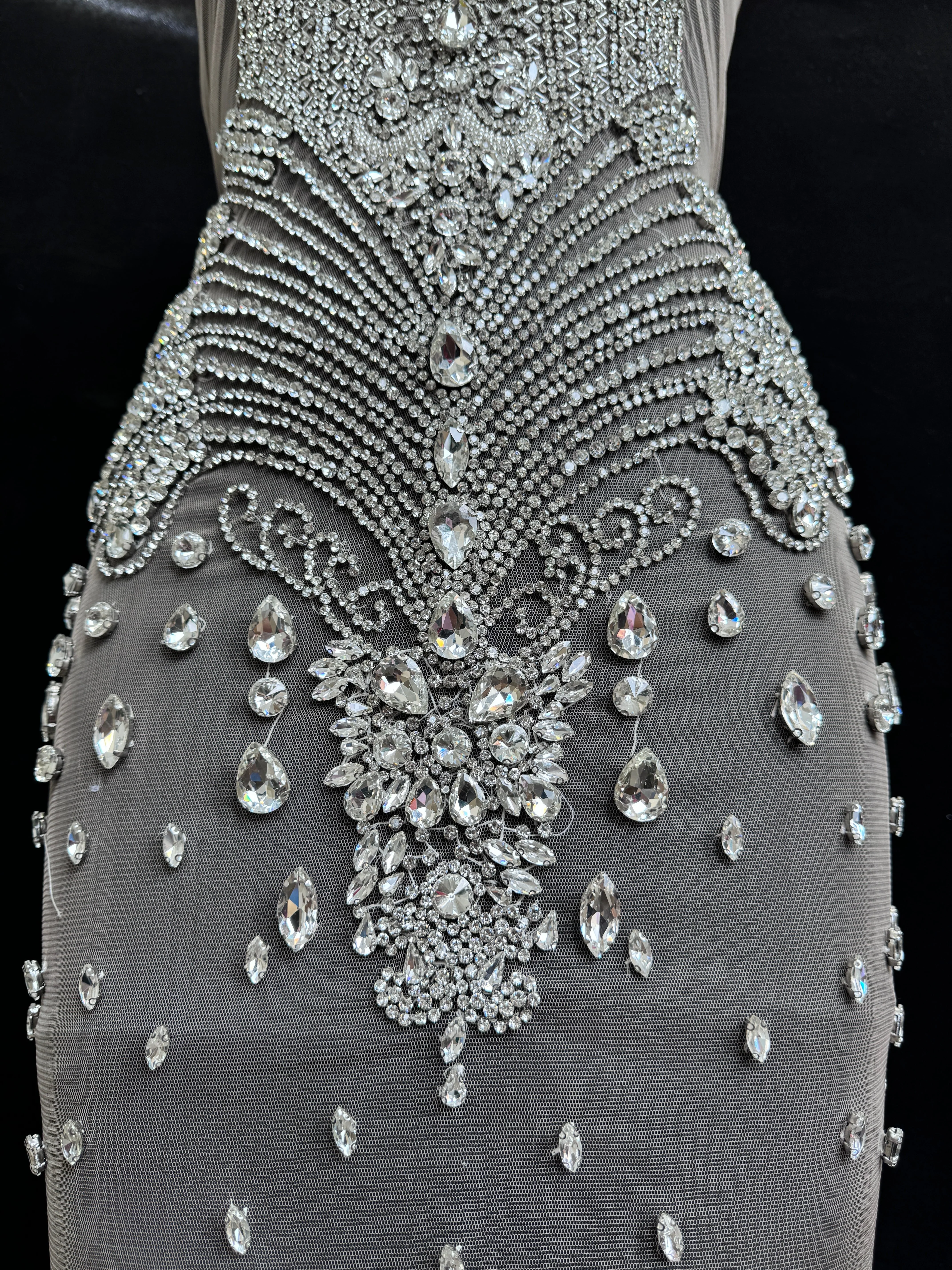 Tina Silver Rhinestones Bodice Applique - Image 4