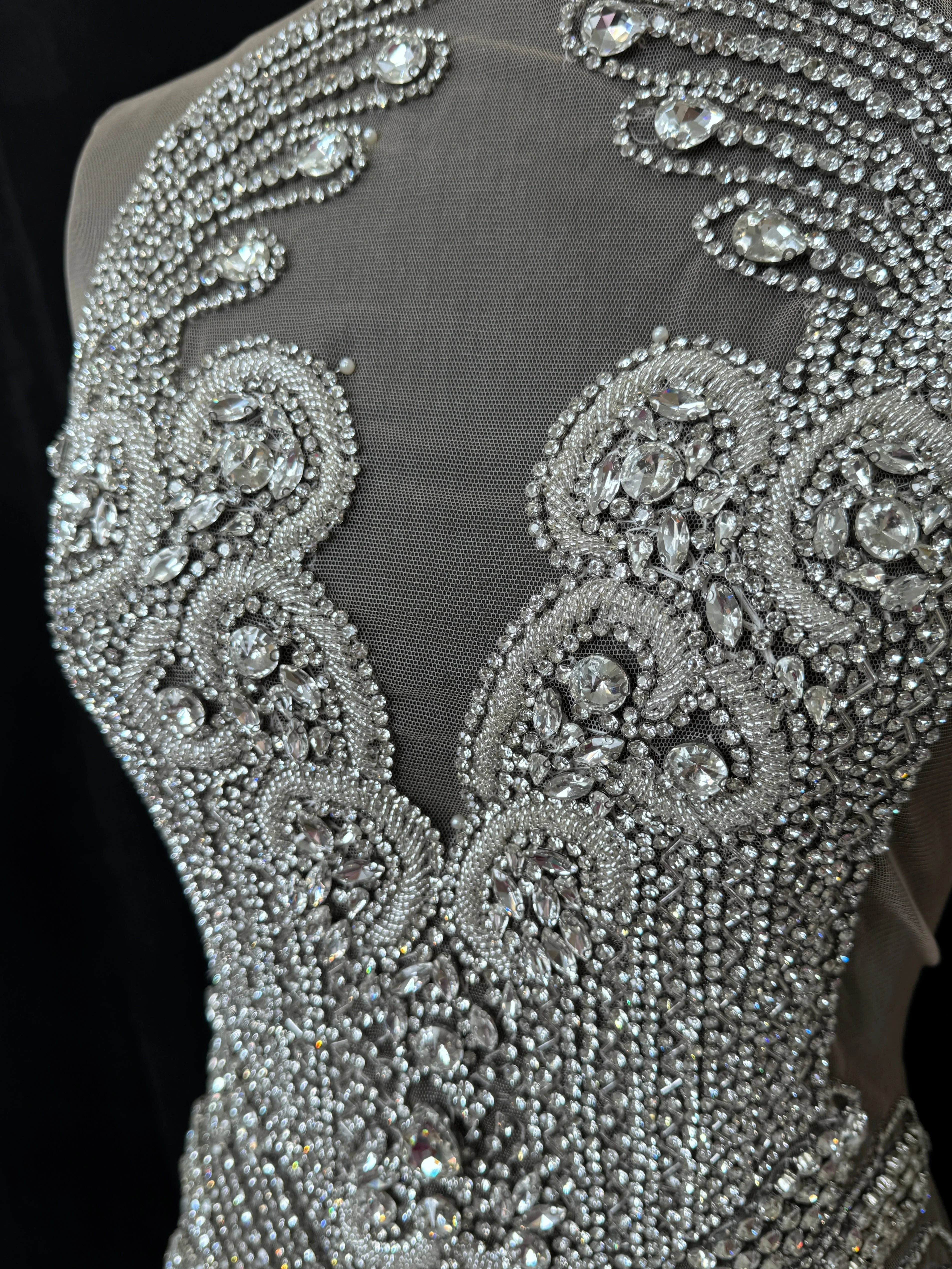 Tina Silver Rhinestones Bodice Applique - Image 5