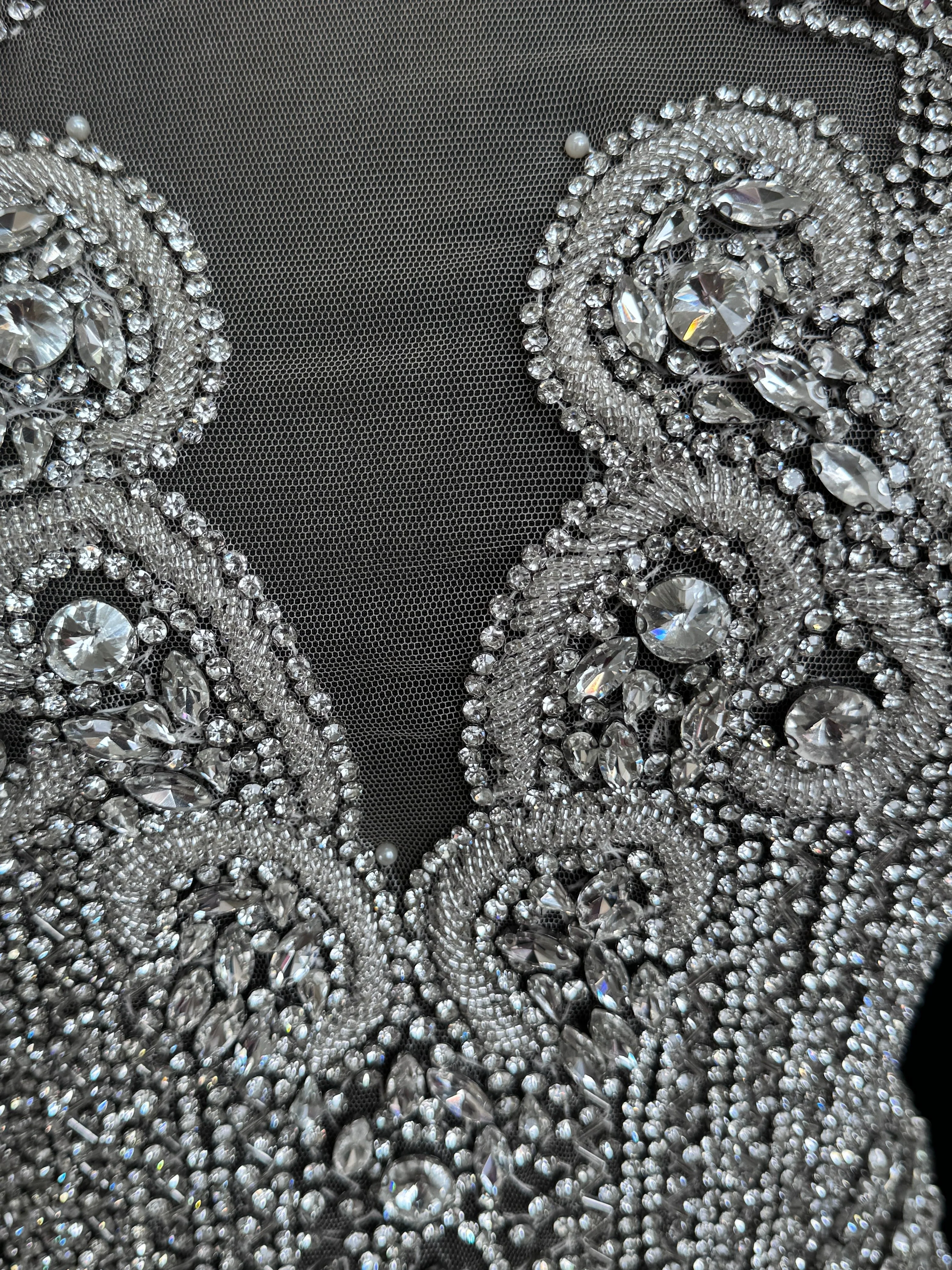 Tina Silver Rhinestones Bodice Applique - Image 6