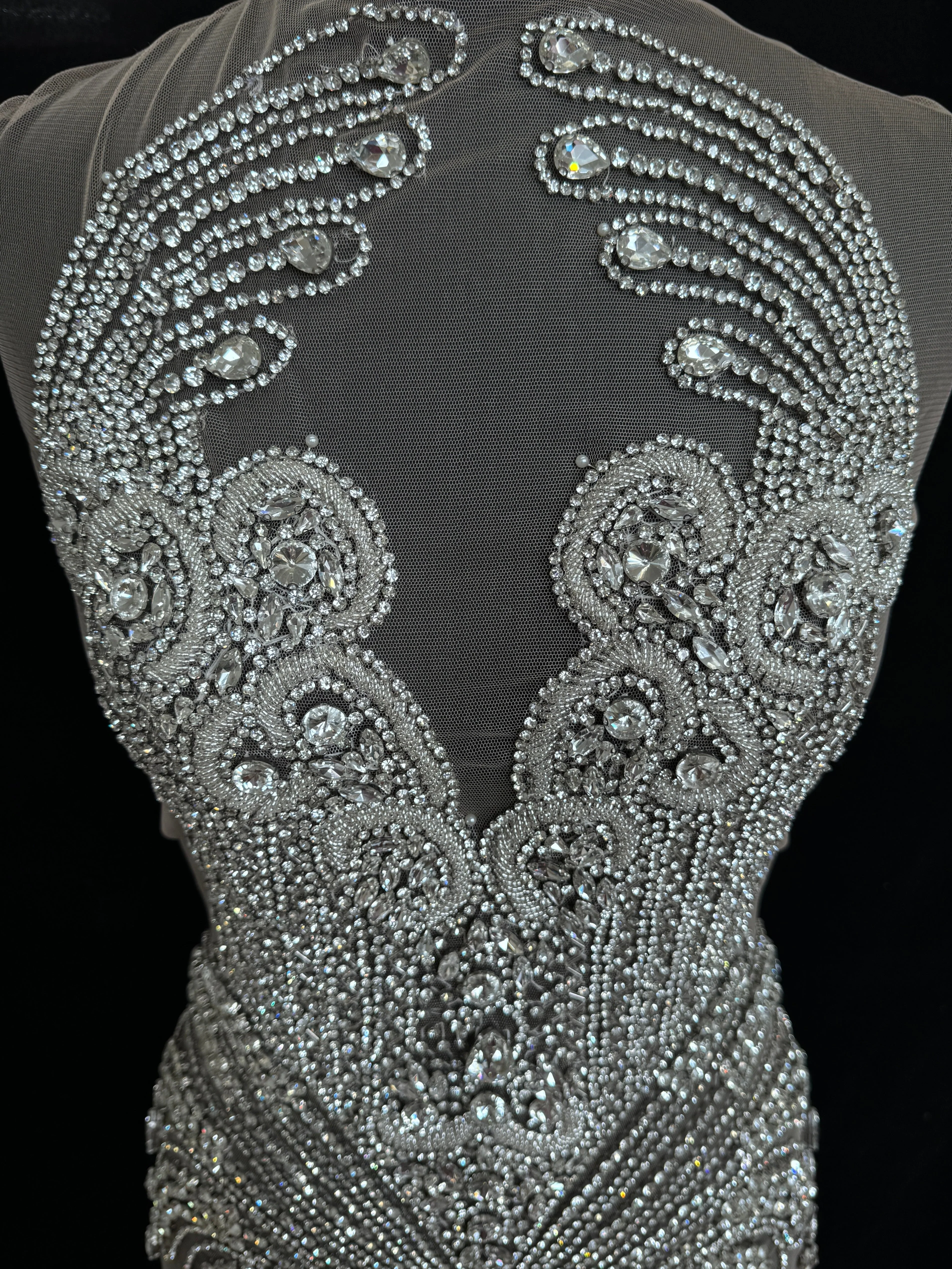 Tina Silver Rhinestones Bodice Applique - Image 7