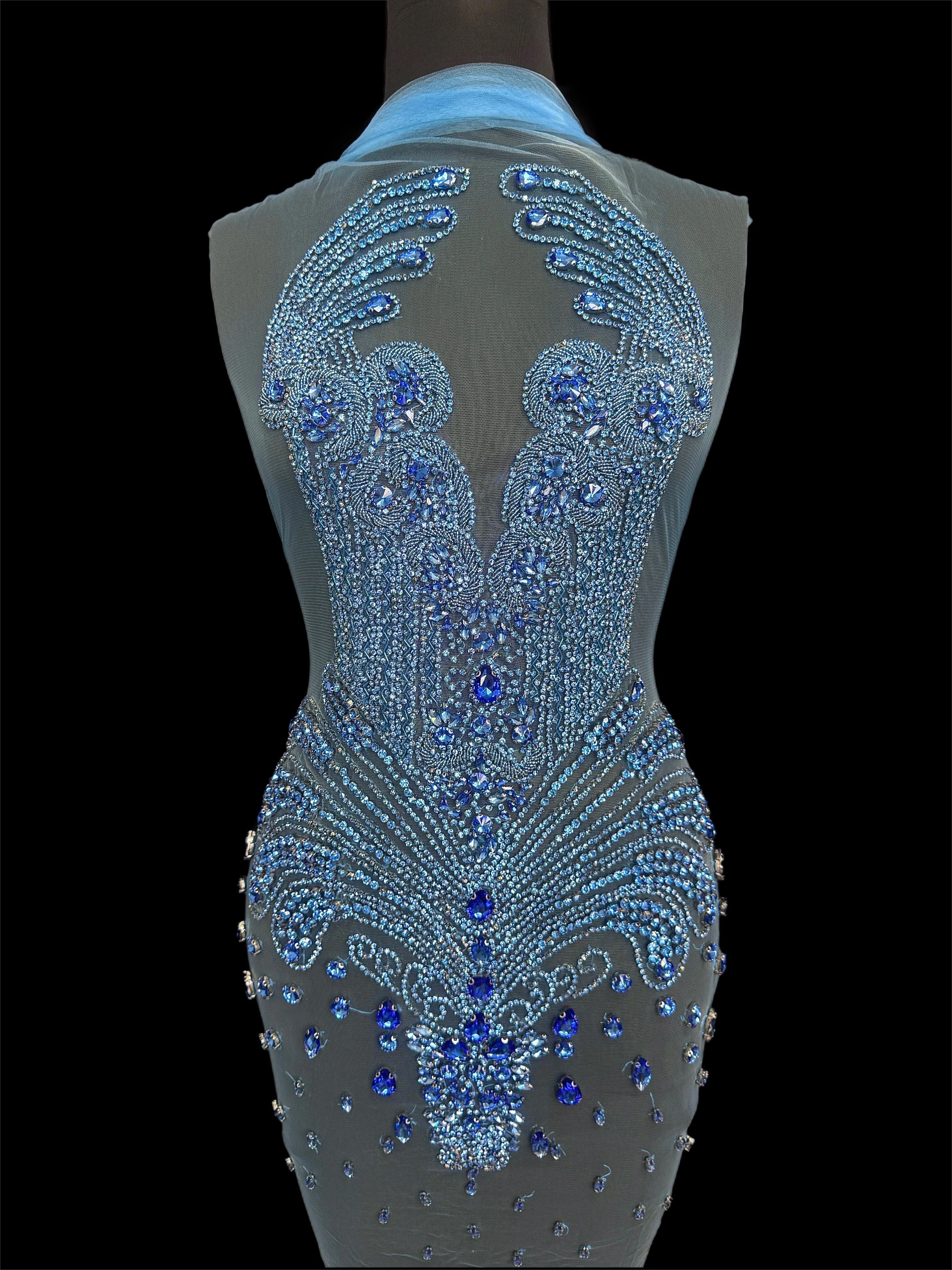 Tina Sky Blue Rhinestone Bodice Applique