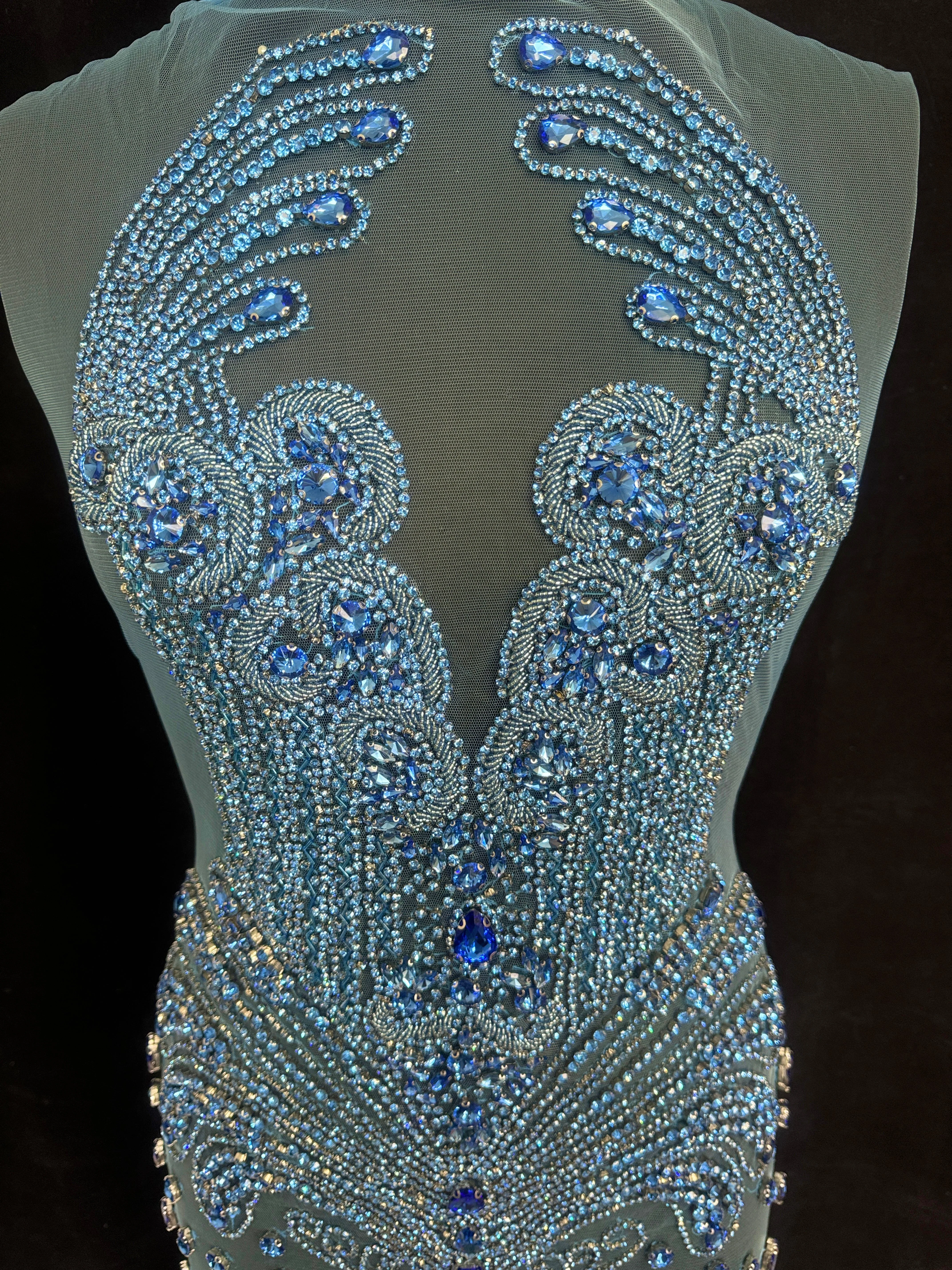 Tina Sky Blue Rhinestone Bodice Applique - Image 4