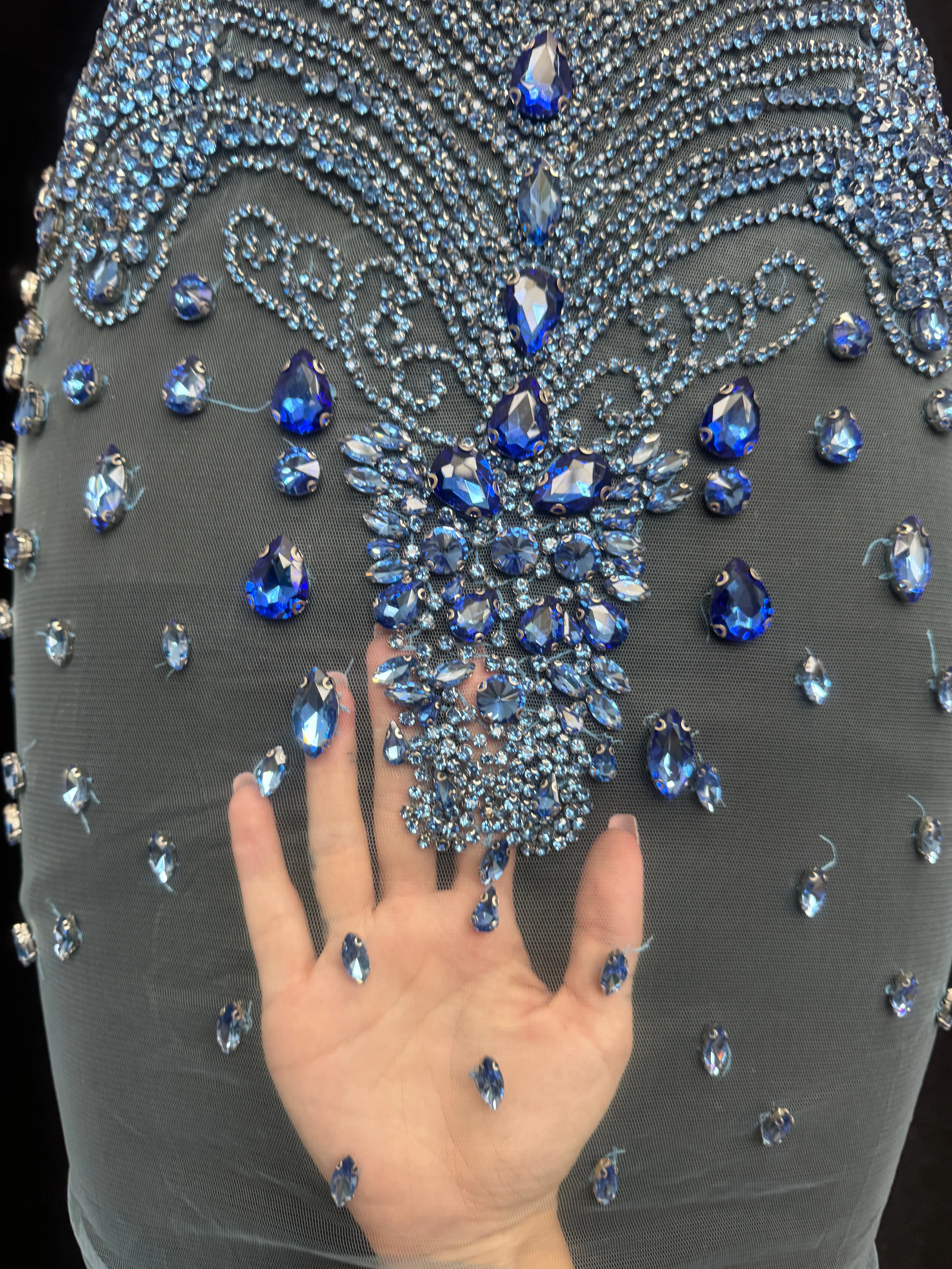 Tina Sky Blue Rhinestone Bodice Applique - Image 5