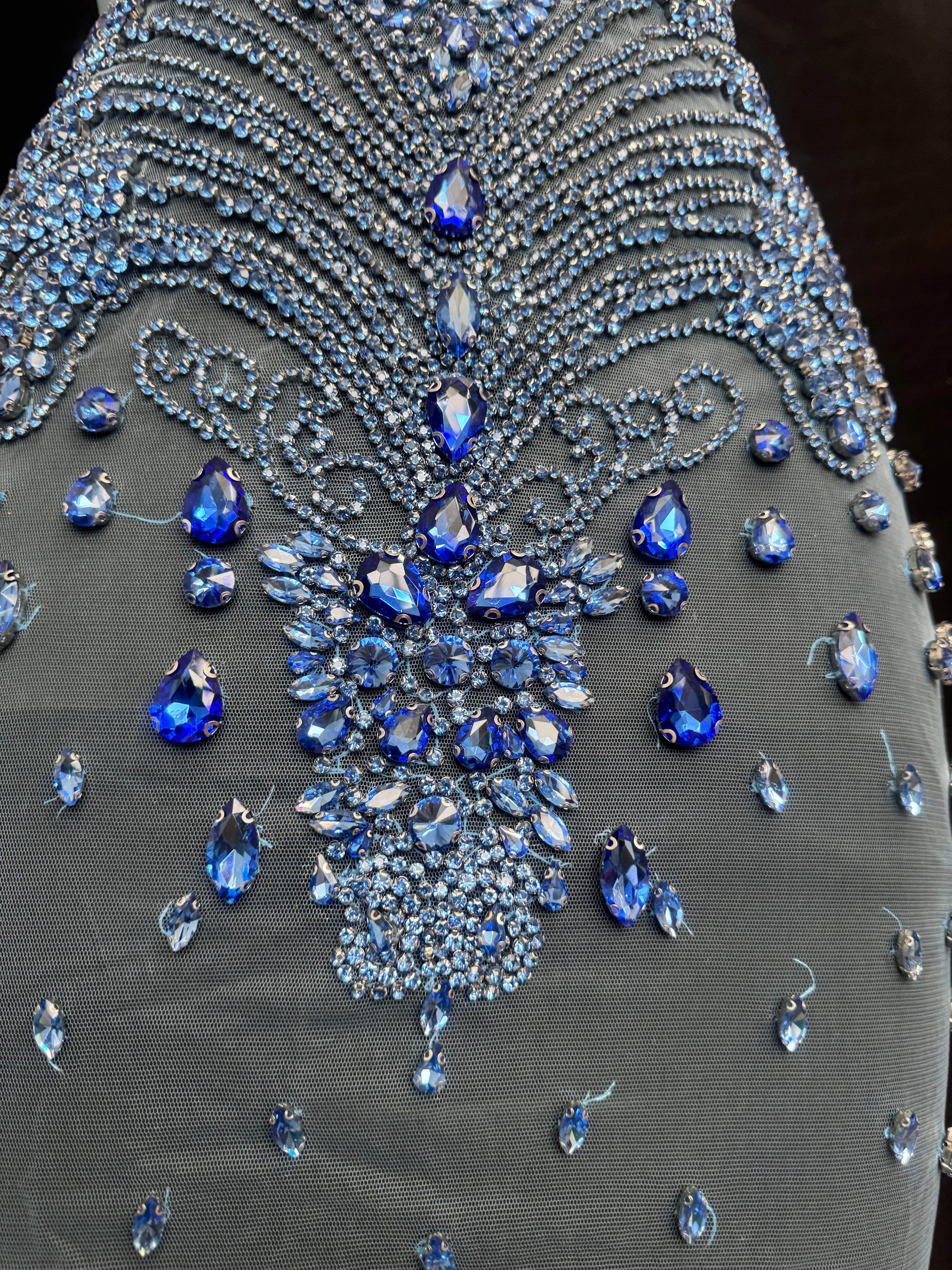 Tina Sky Blue Rhinestone Bodice Applique - Image 7