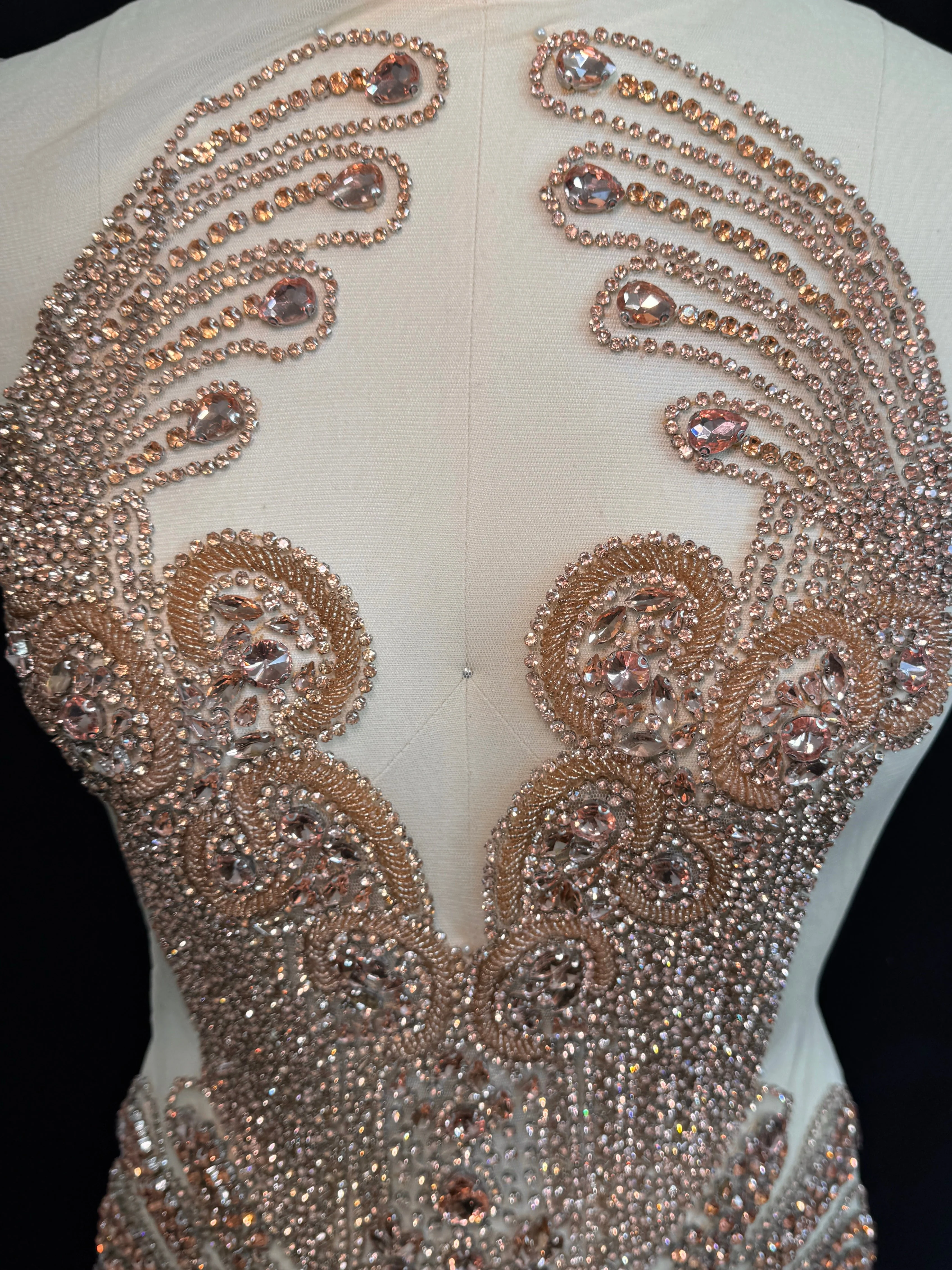 Tina Rose Gold Rhinestones Bodice Applique - Image 3