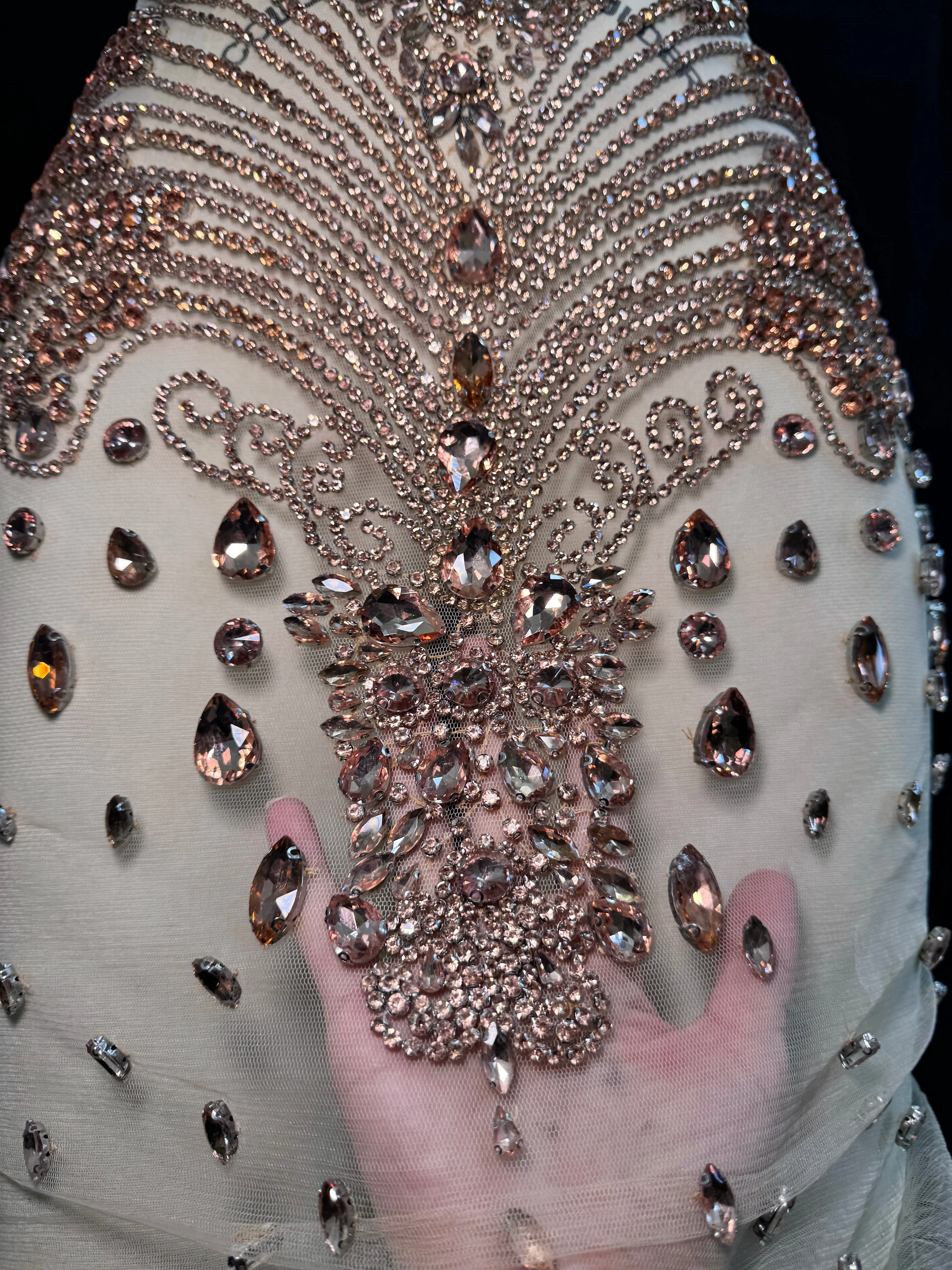 Tina Rose Gold Rhinestones Bodice Applique - Image 6