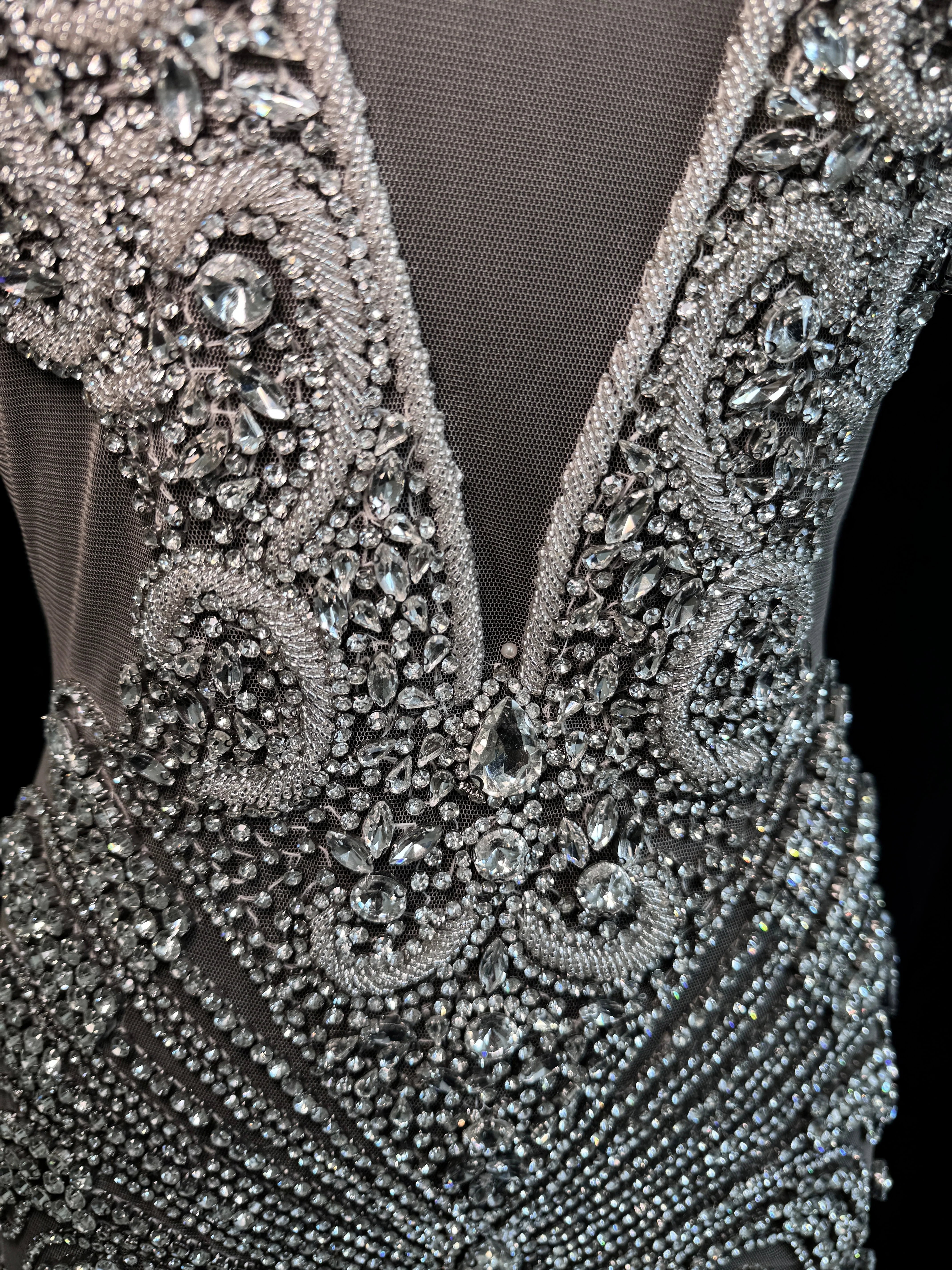 Tracie Silver Rhinestones Bodice Applique - Image 2