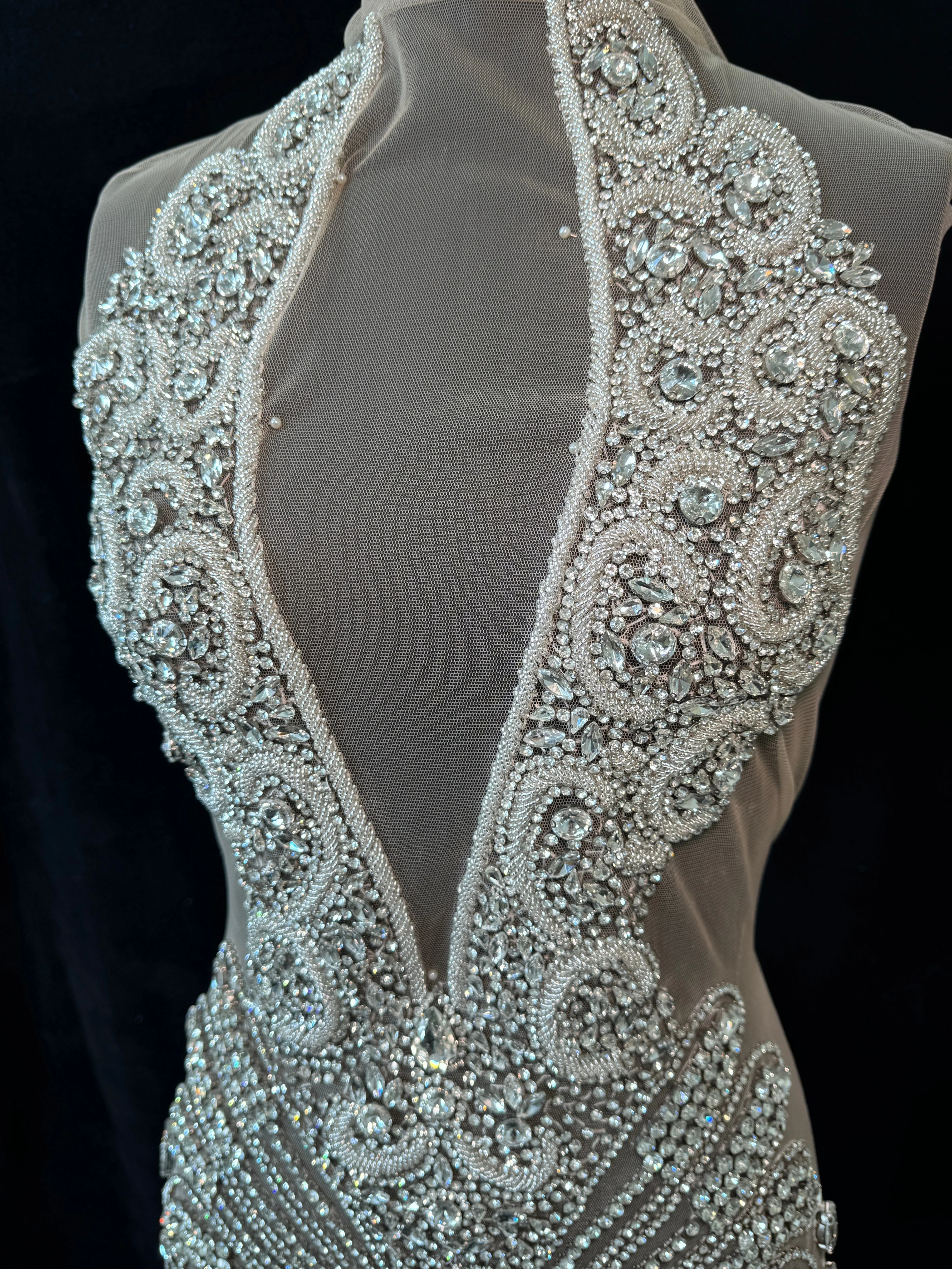 Tracie Silver Rhinestones Bodice Applique - Image 3
