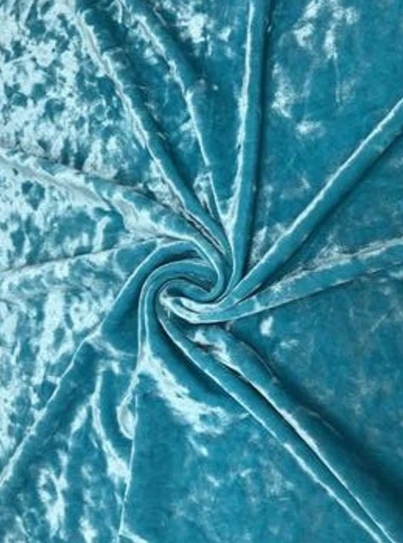 Turquoise Aqua Stretch Crushed Velvet