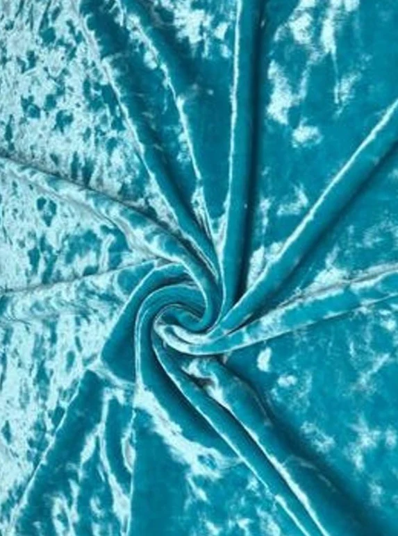 Turquoise Aqua Stretch Crushed Velvet - Image 3