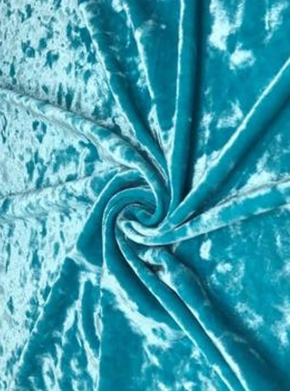 Turquoise Aqua Stretch Crushed Velvet - Image 4