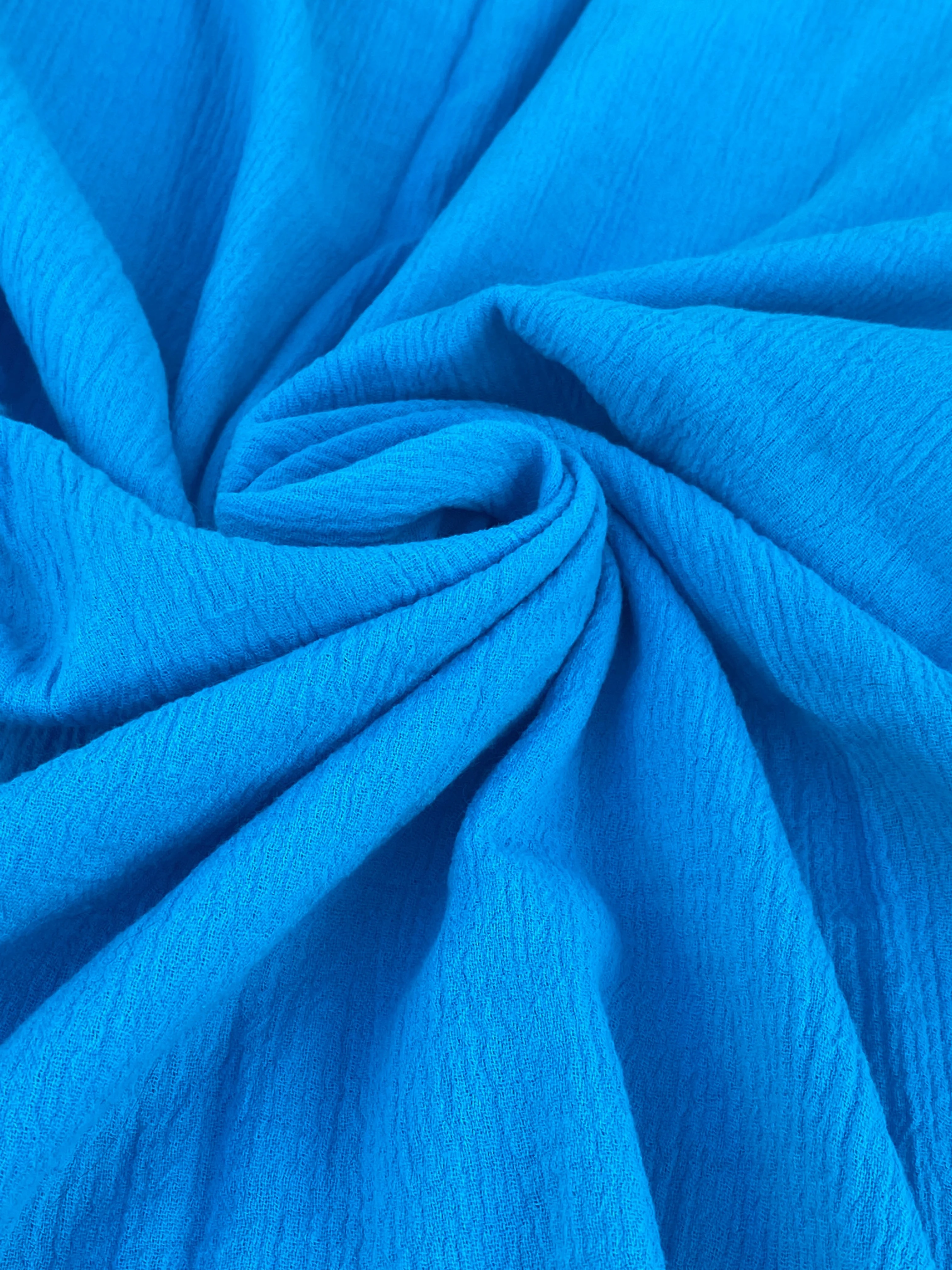 Turquoise Crinkle Cotton Gauze - Image 2