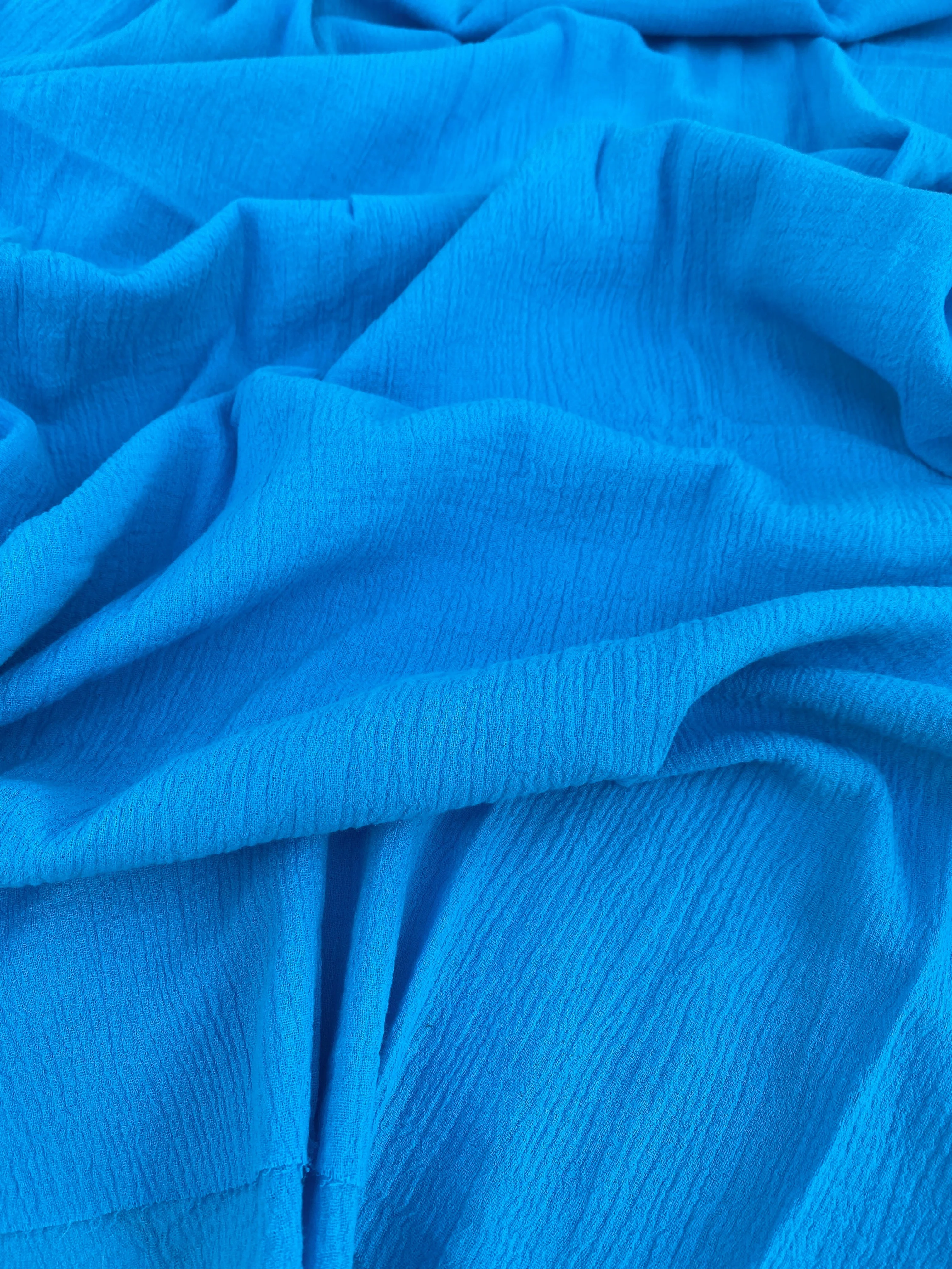 Turquoise Crinkle Cotton Gauze - Image 3