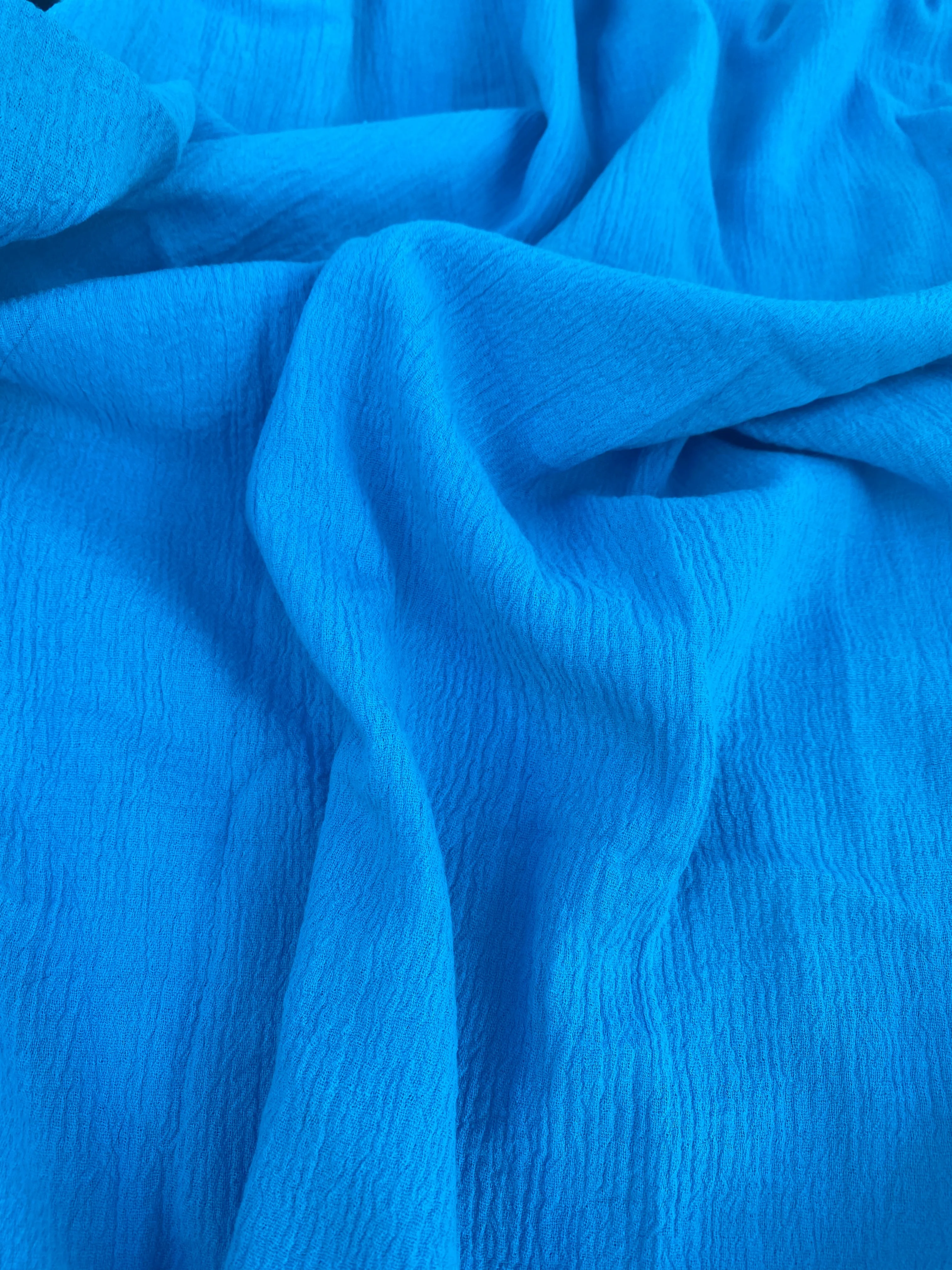 Turquoise Crinkle Cotton Gauze - Image 7