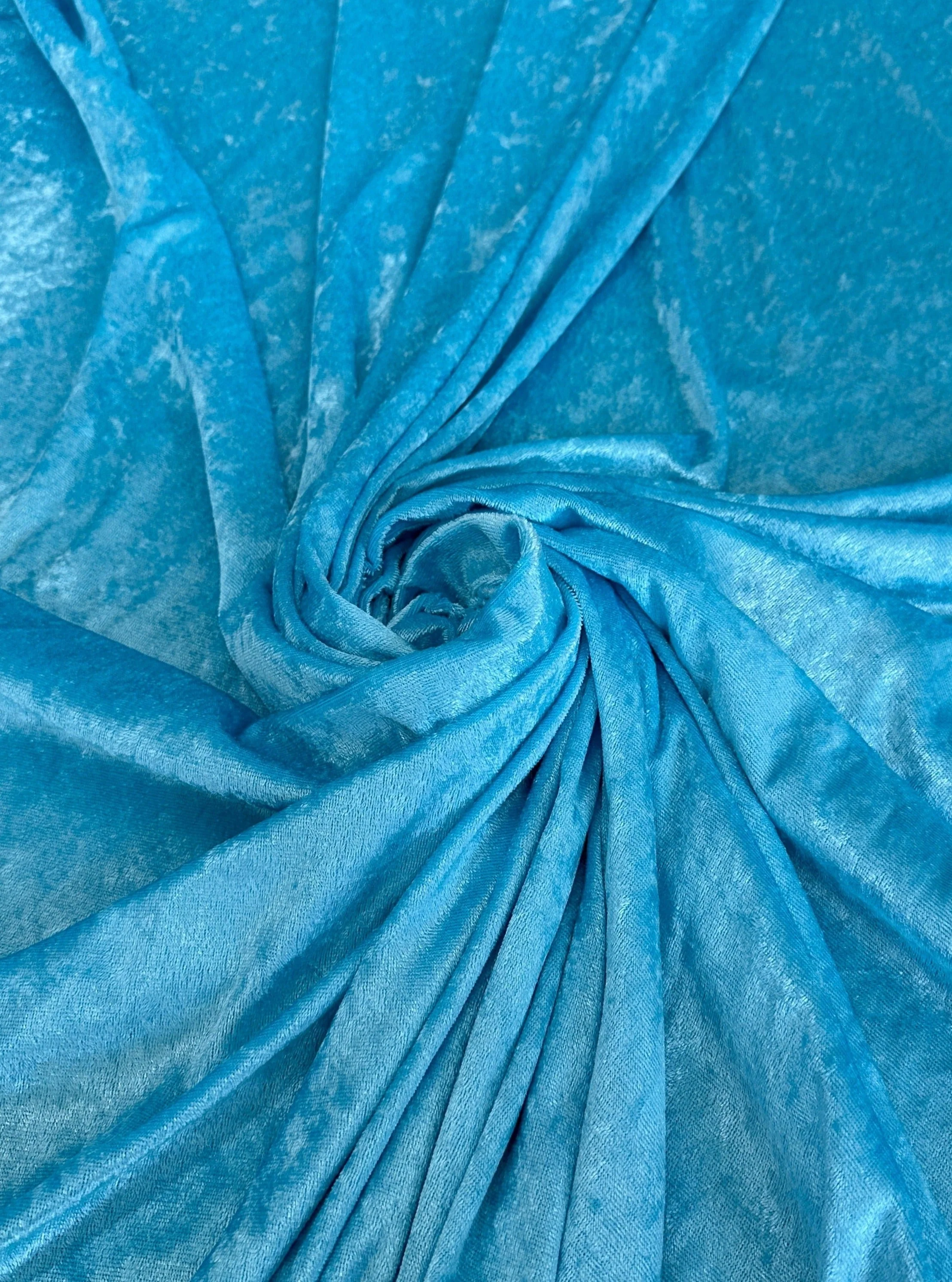 Turquoise Stretch Crushed Velvet - Image 2