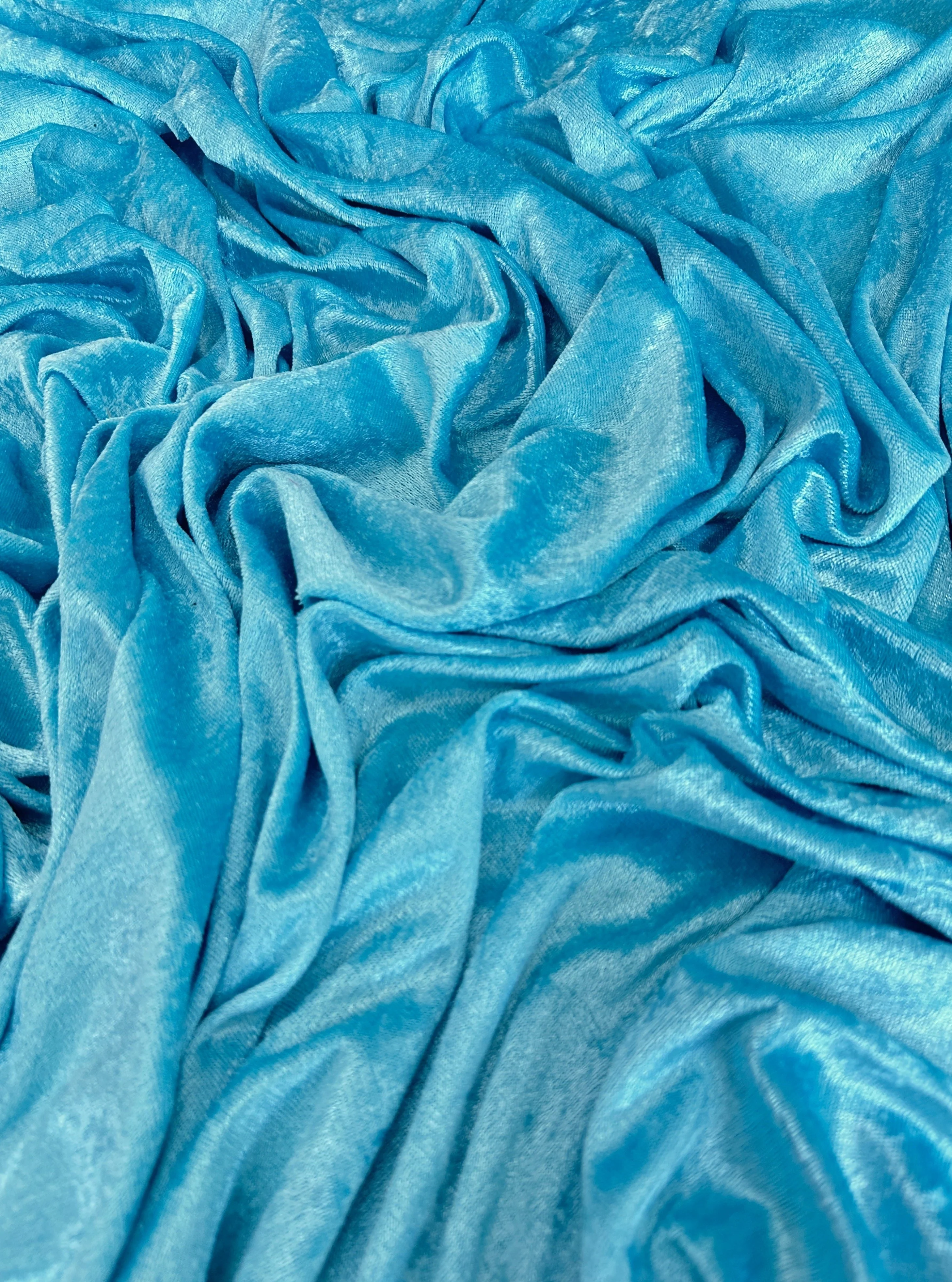 Turquoise Stretch Crushed Velvet - Image 7