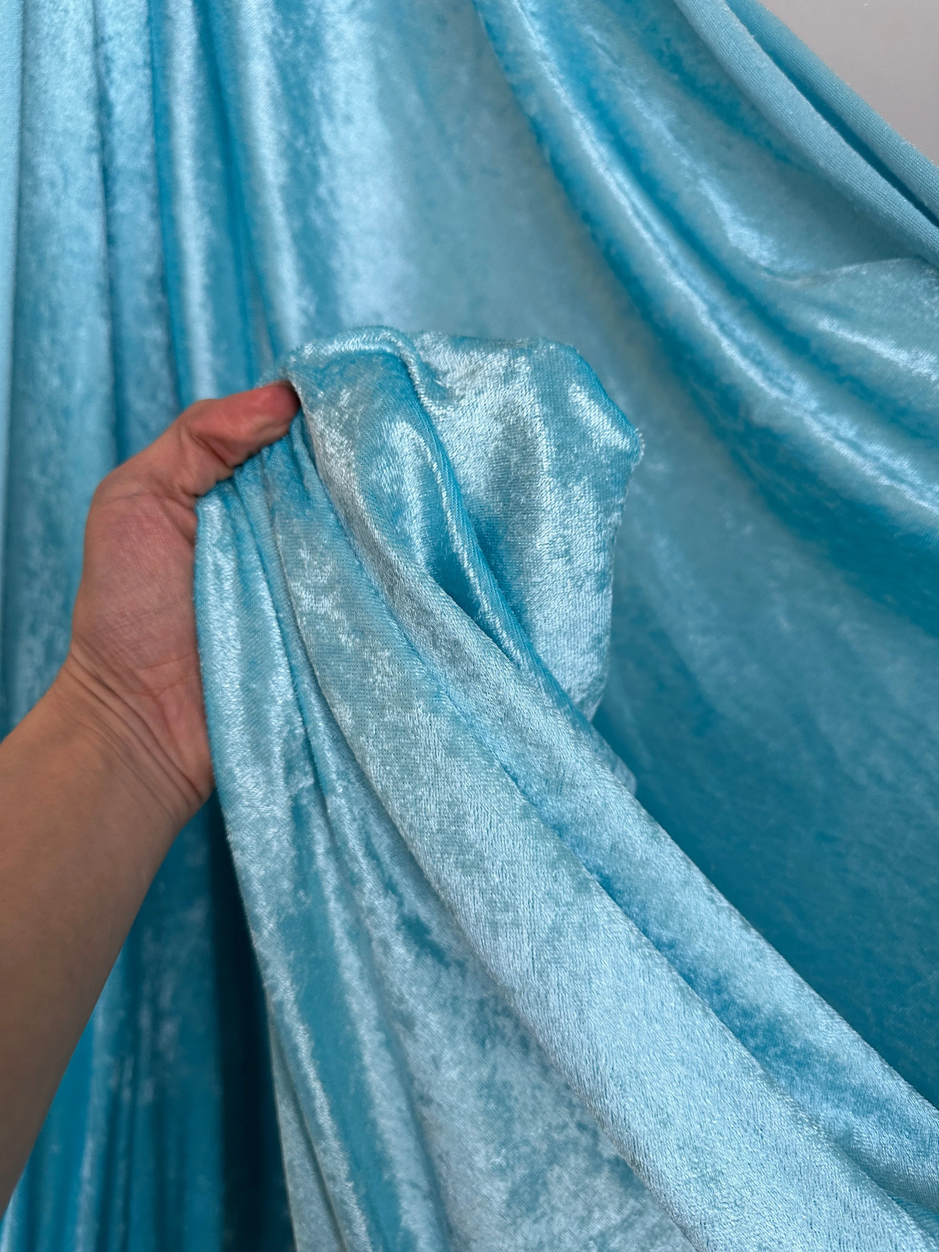 Turquoise Stretch Crushed Velvet - Image 8