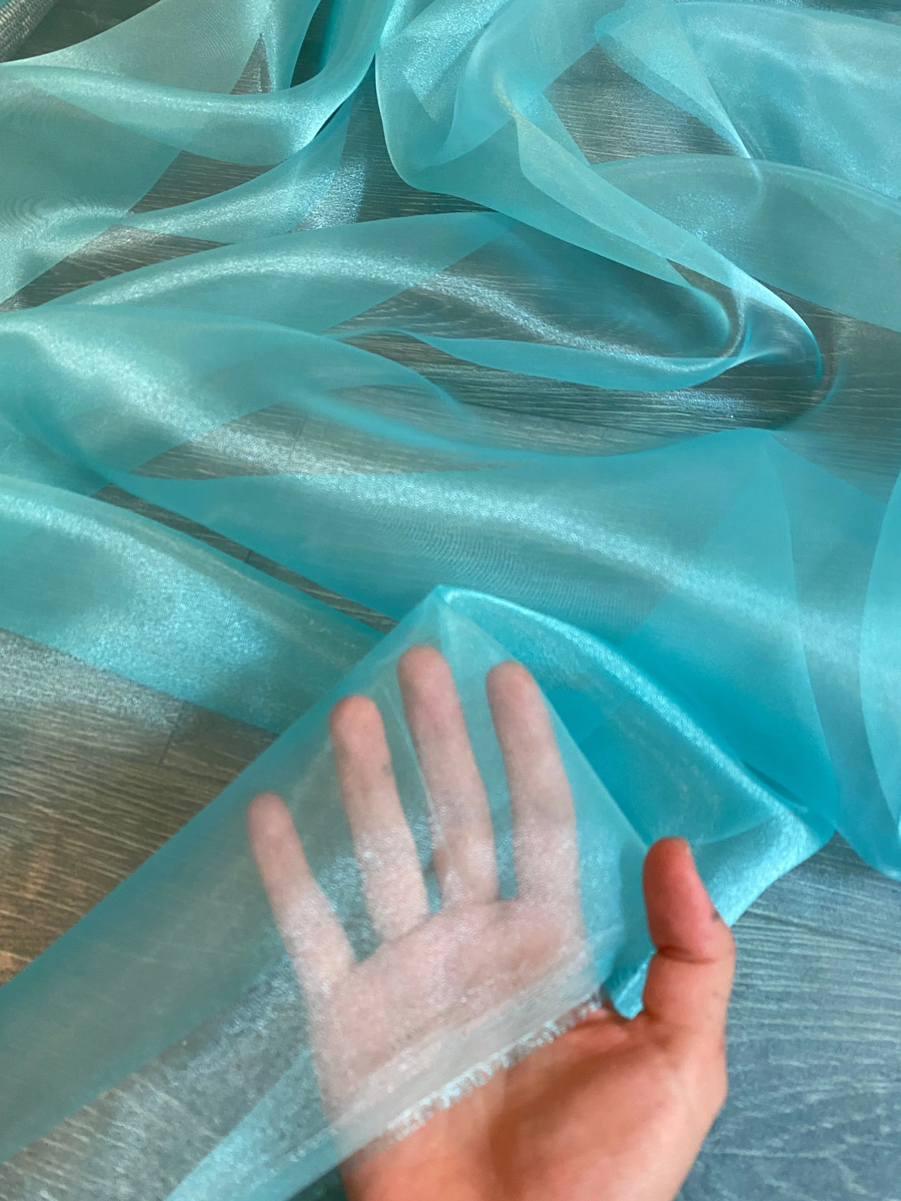 Turquoise Crystal Organza - Image 3