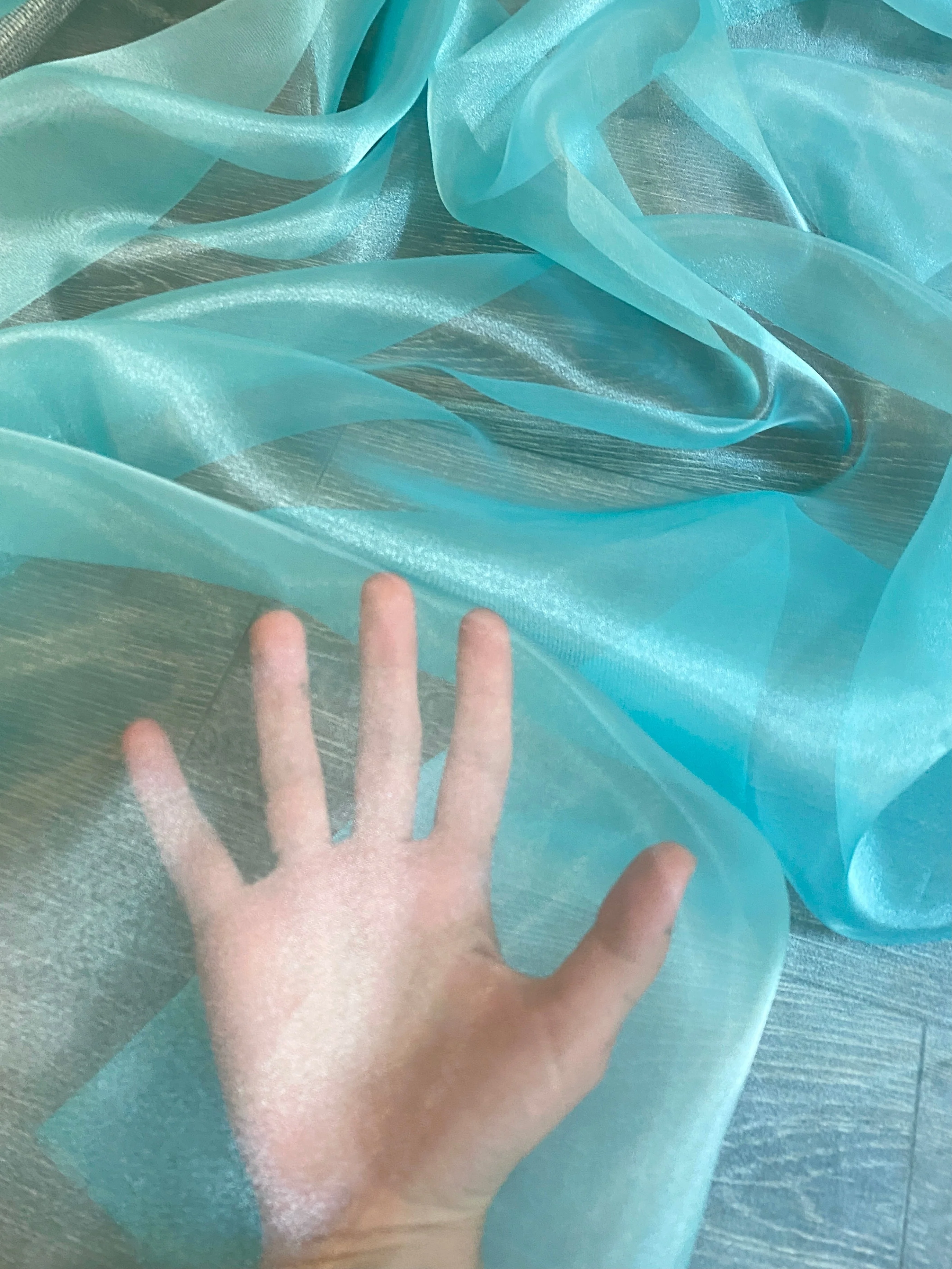Turquoise Crystal Organza - Image 9