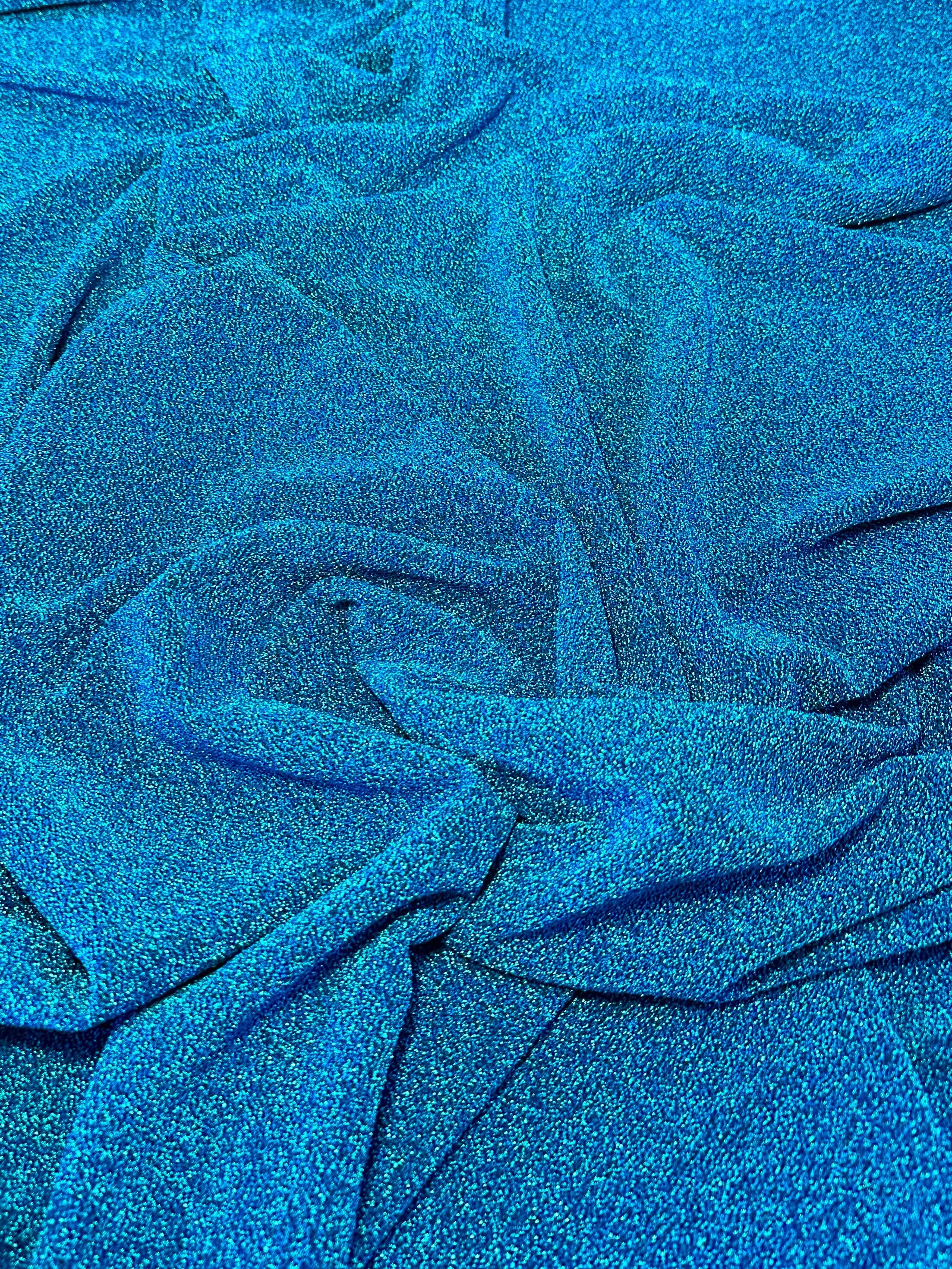 Turquoise Glitter Lurex Jersey - Image 2
