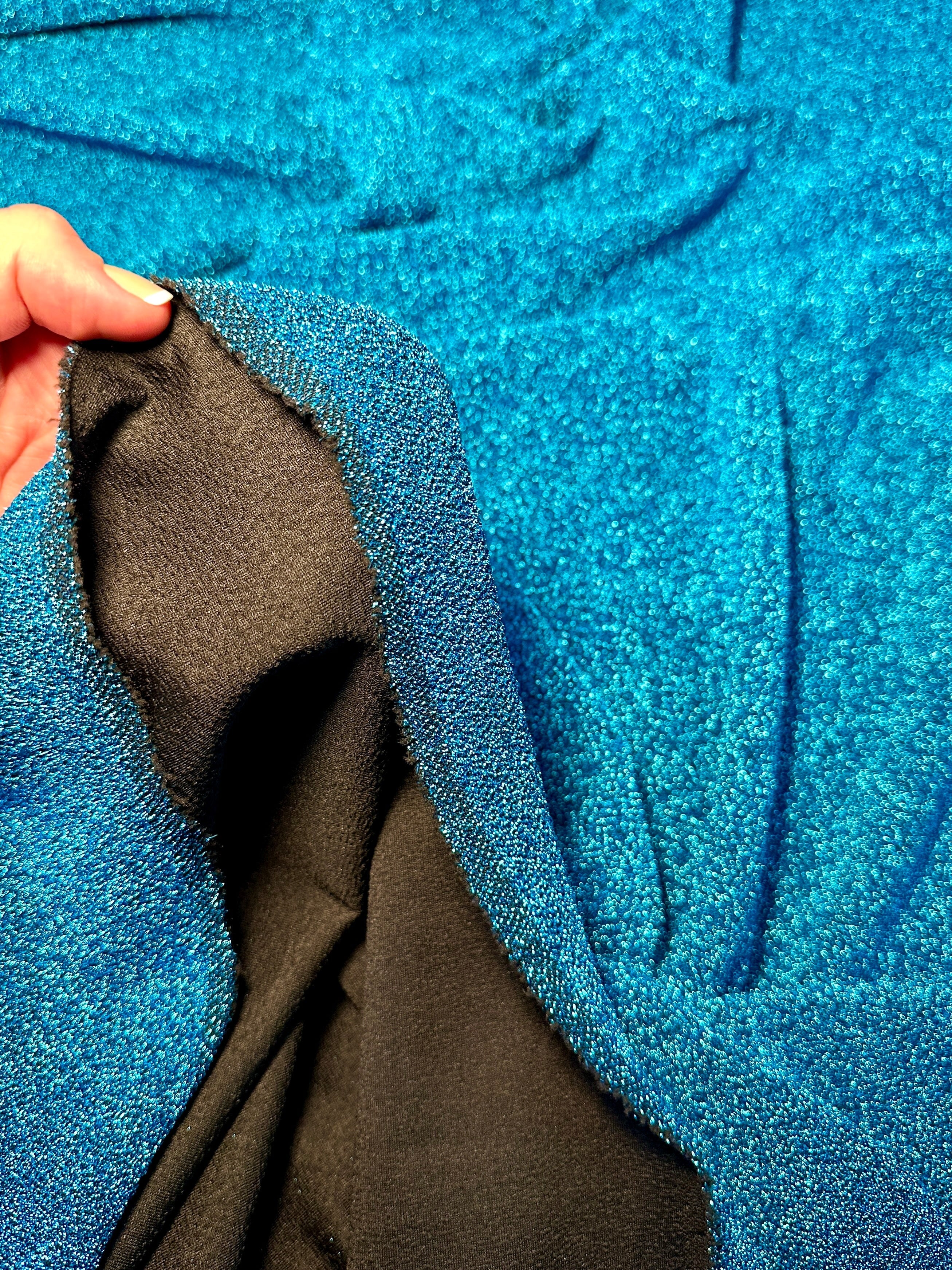 Turquoise Glitter Lurex Jersey - Image 3