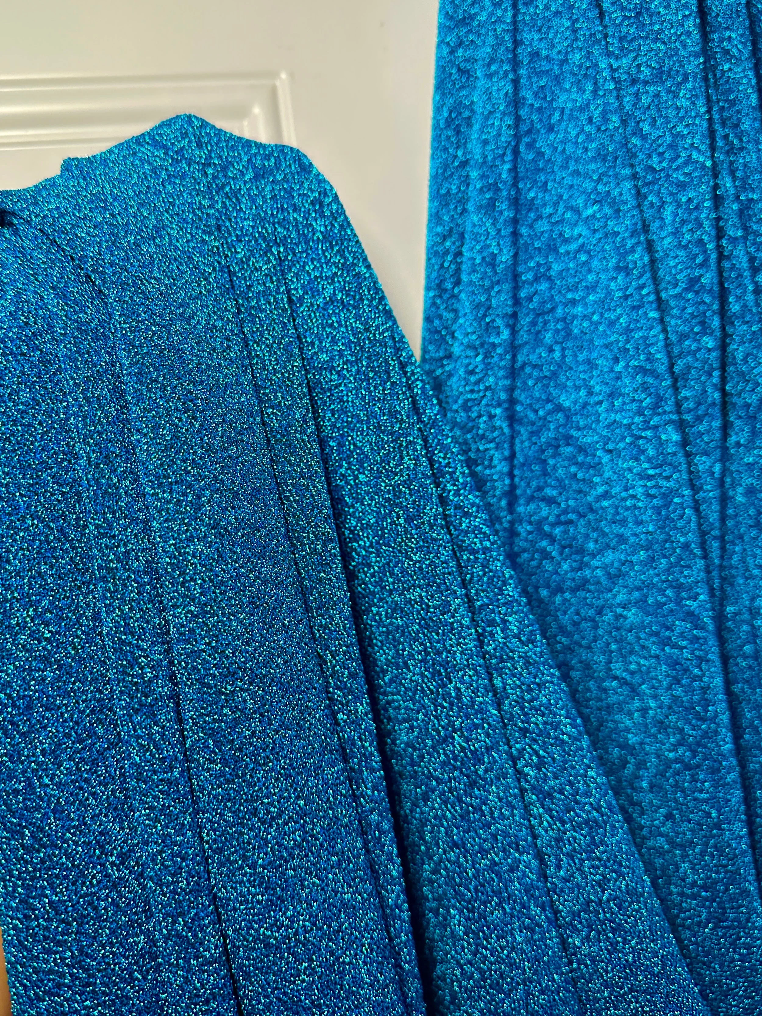 Turquoise Glitter Lurex Jersey - Image 4