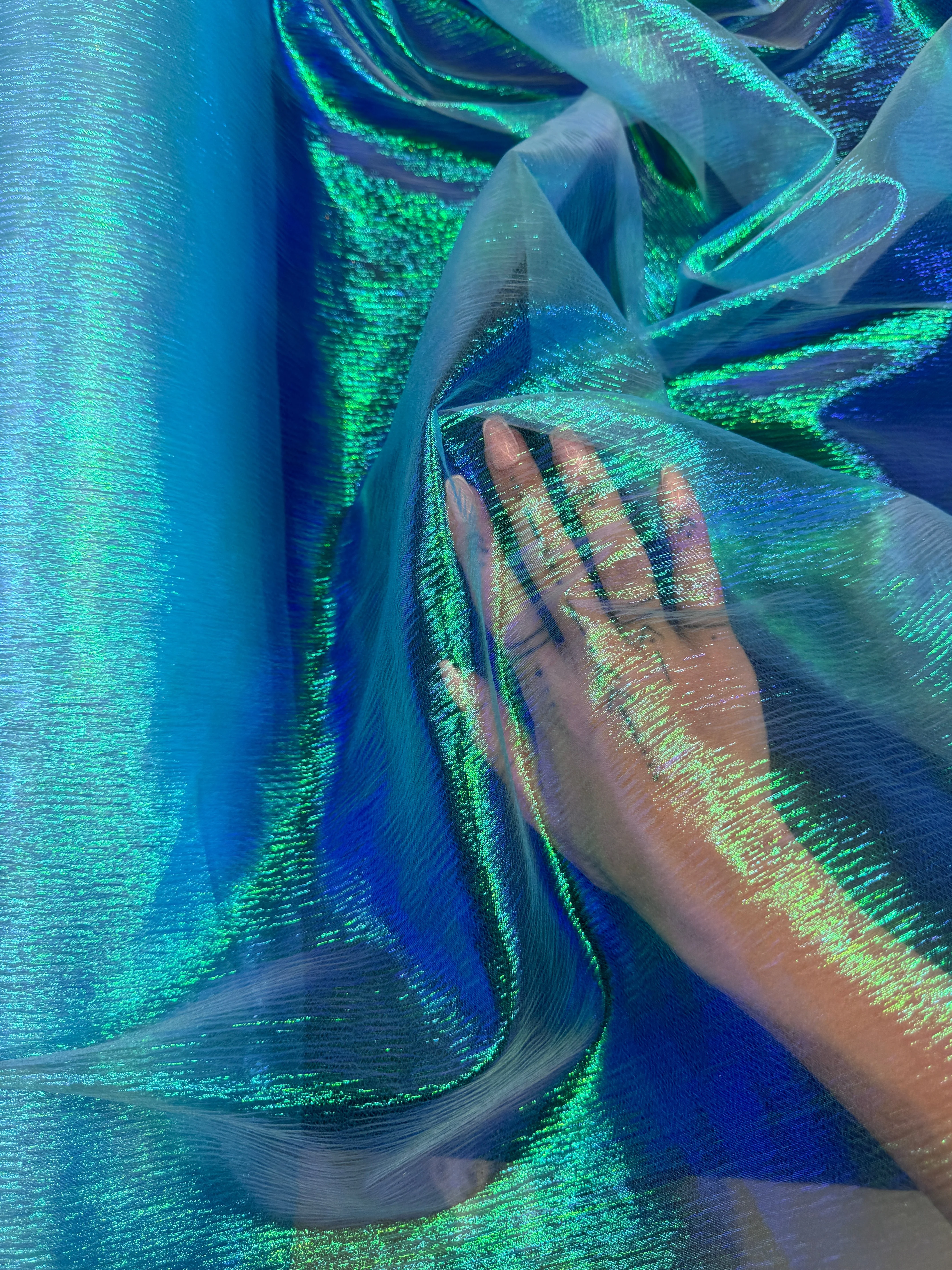 Turquoise Iridescent Crushed Organza - Image 10