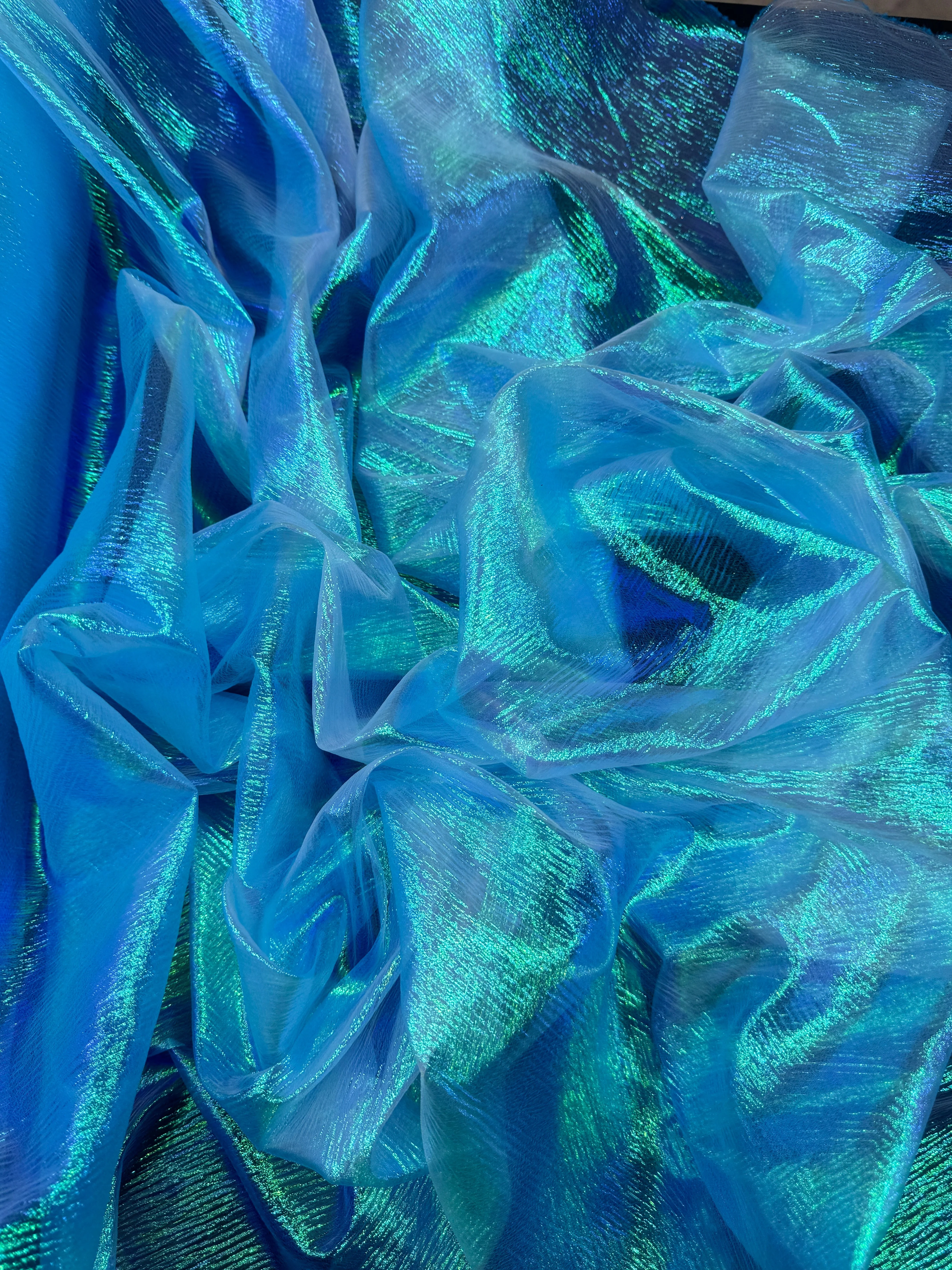 Turquoise Iridescent Crushed Organza - Image 2