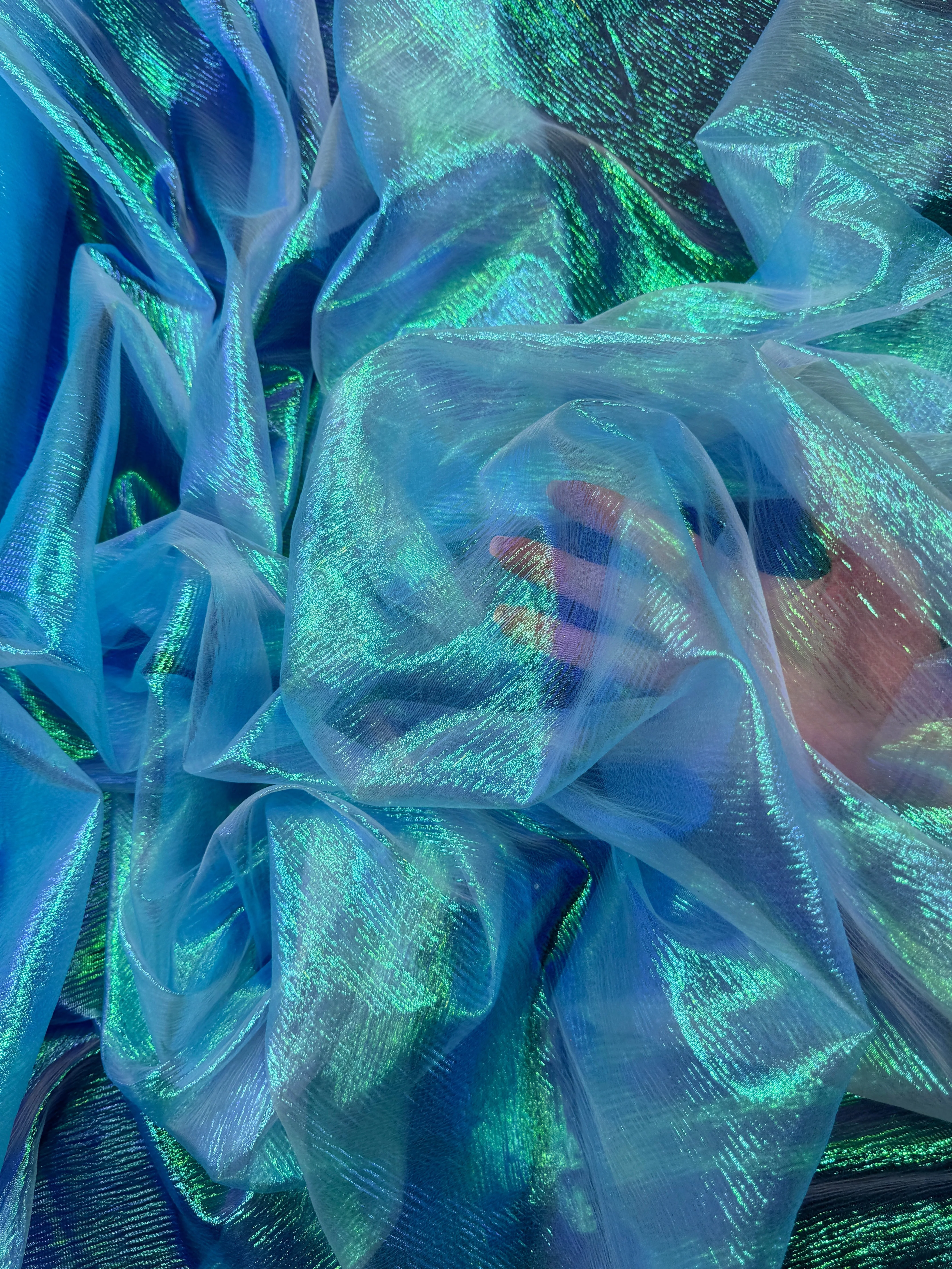 Turquoise Iridescent Crushed Organza - Image 5