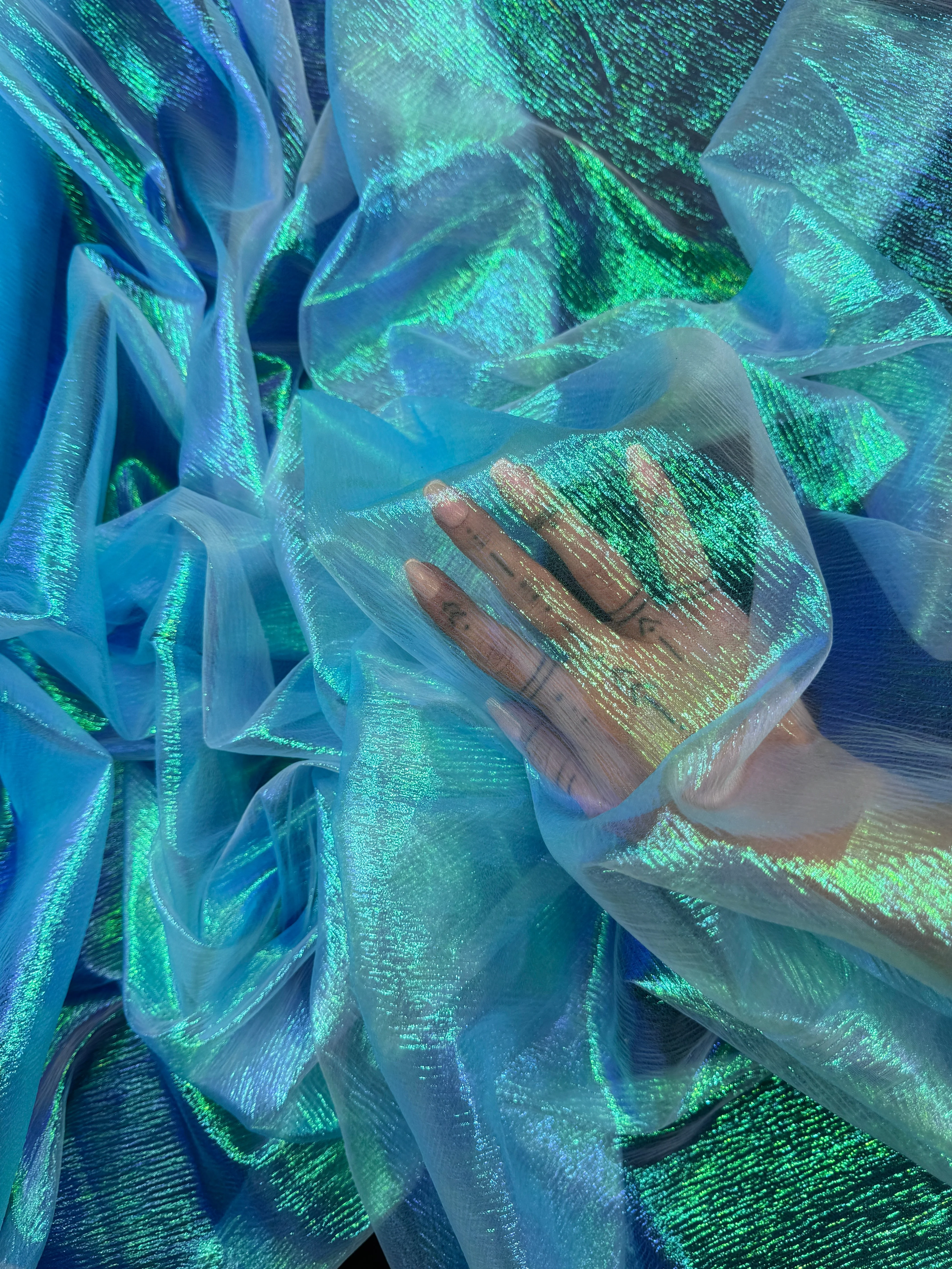 Turquoise Iridescent Crushed Organza - Image 6