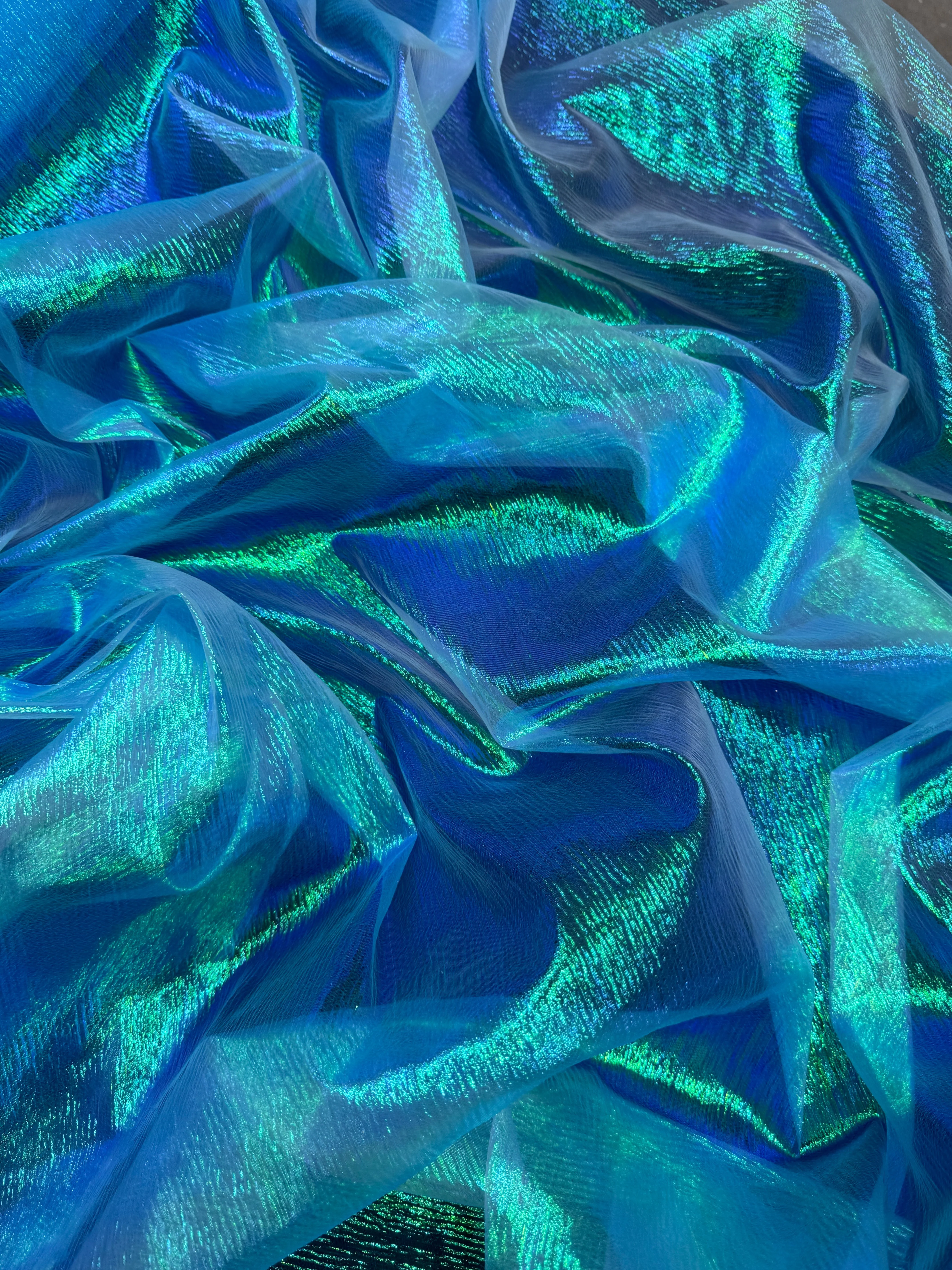 Turquoise Iridescent Crushed Organza - Image 7