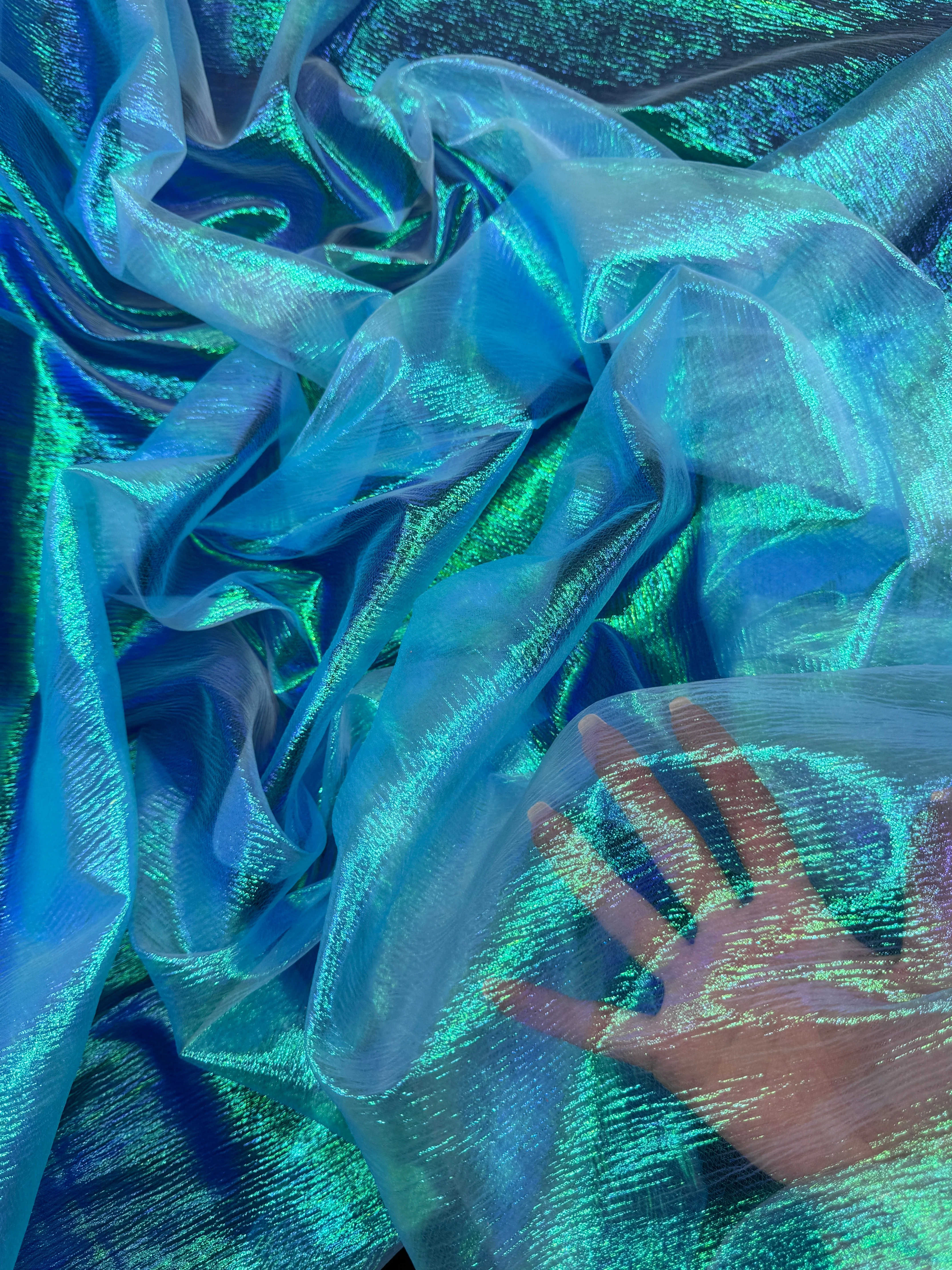 Turquoise Iridescent Crushed Organza - Image 8