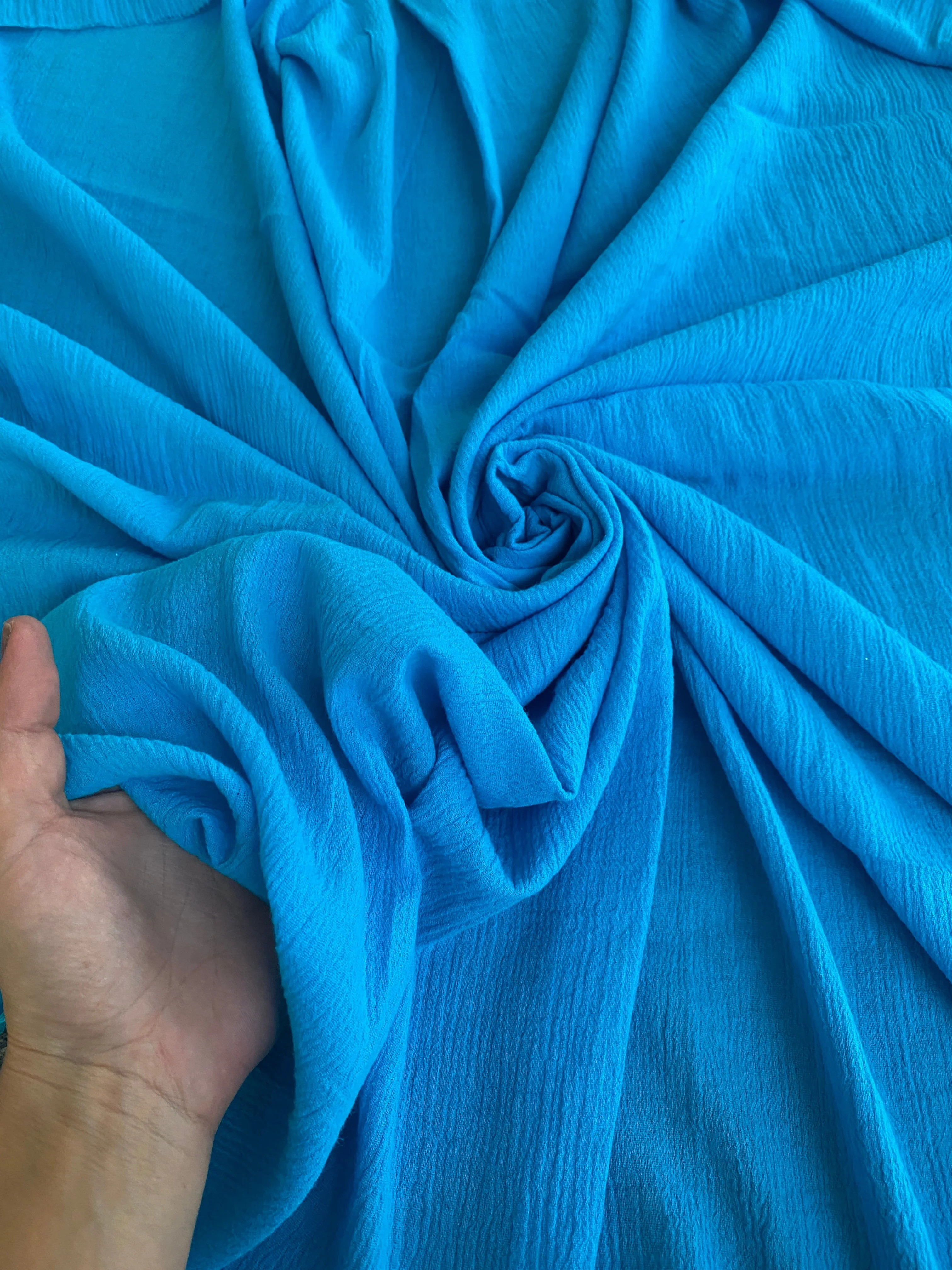 Turquoise Crinkle Gauze - Image 2