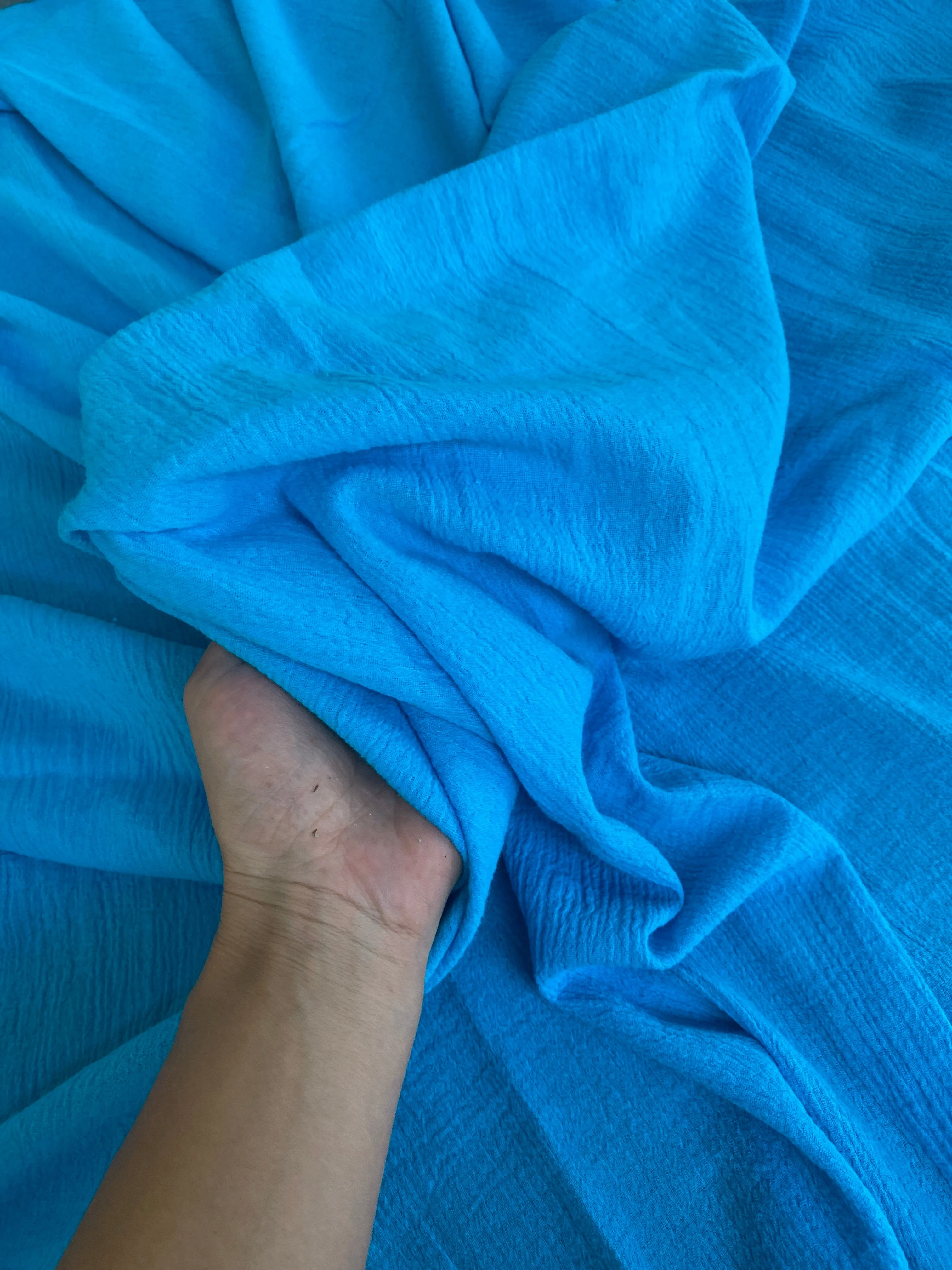 Turquoise Crinkle Gauze - Image 4