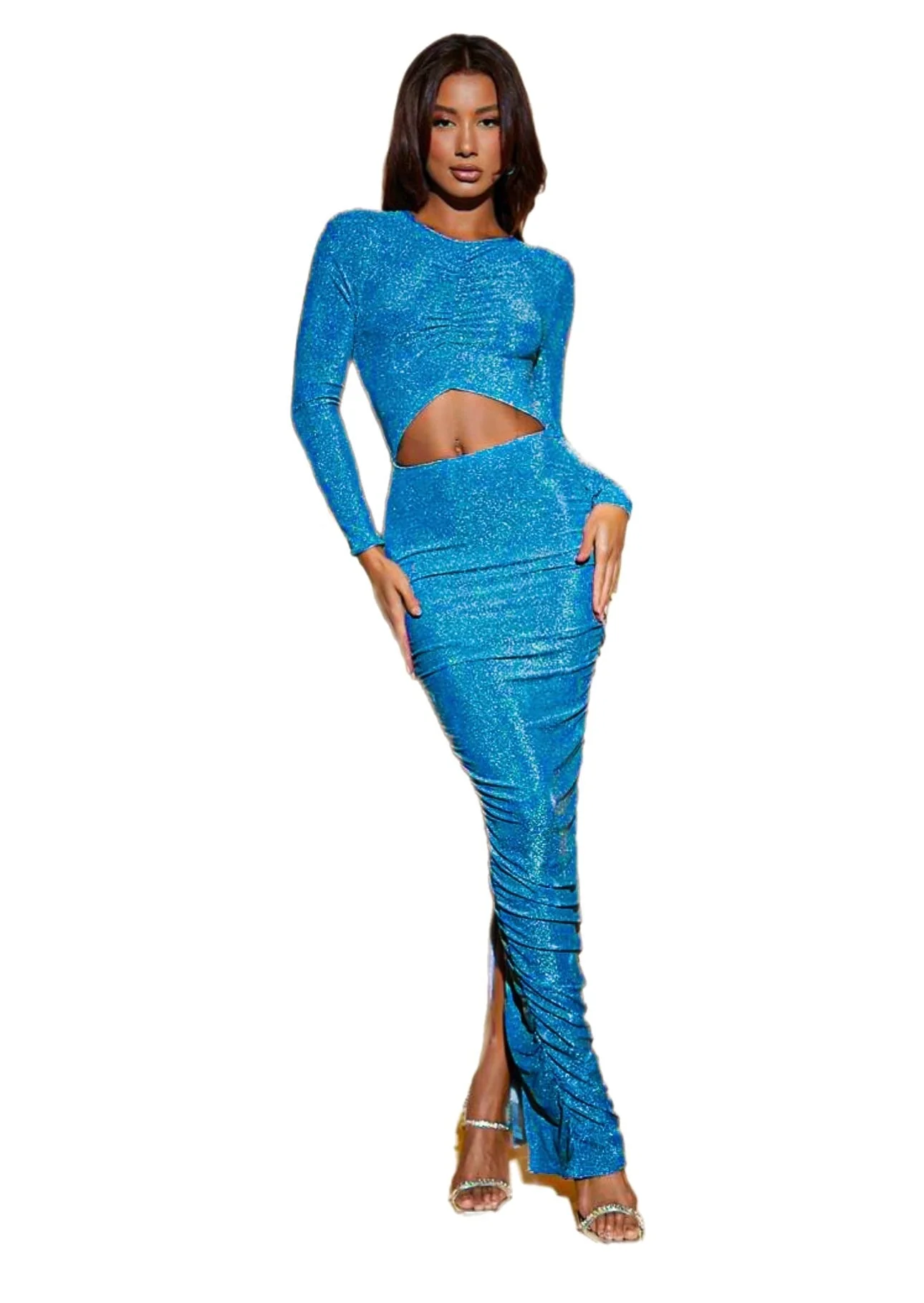 Turquoise Spandex Lurex Knit - Image 2