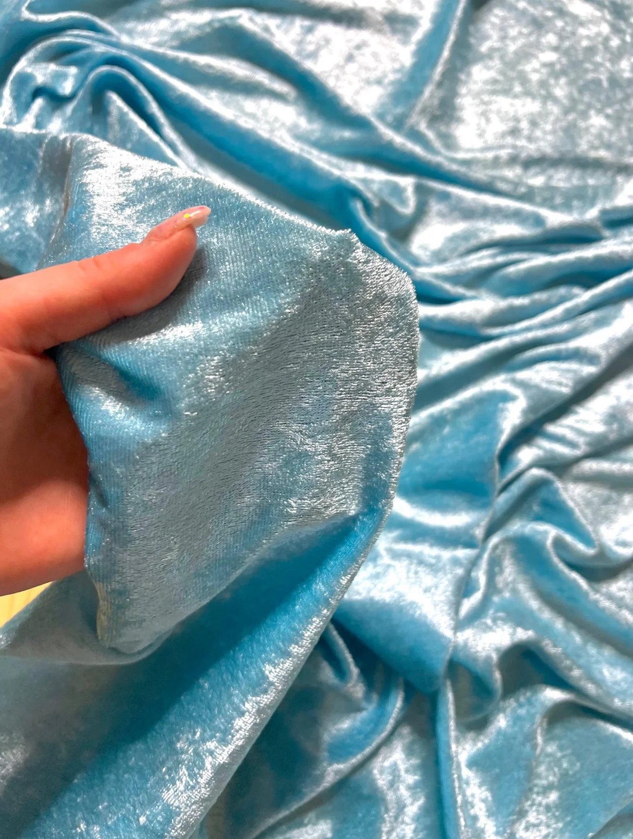 Turquoise Stretch Velvet - Image 3