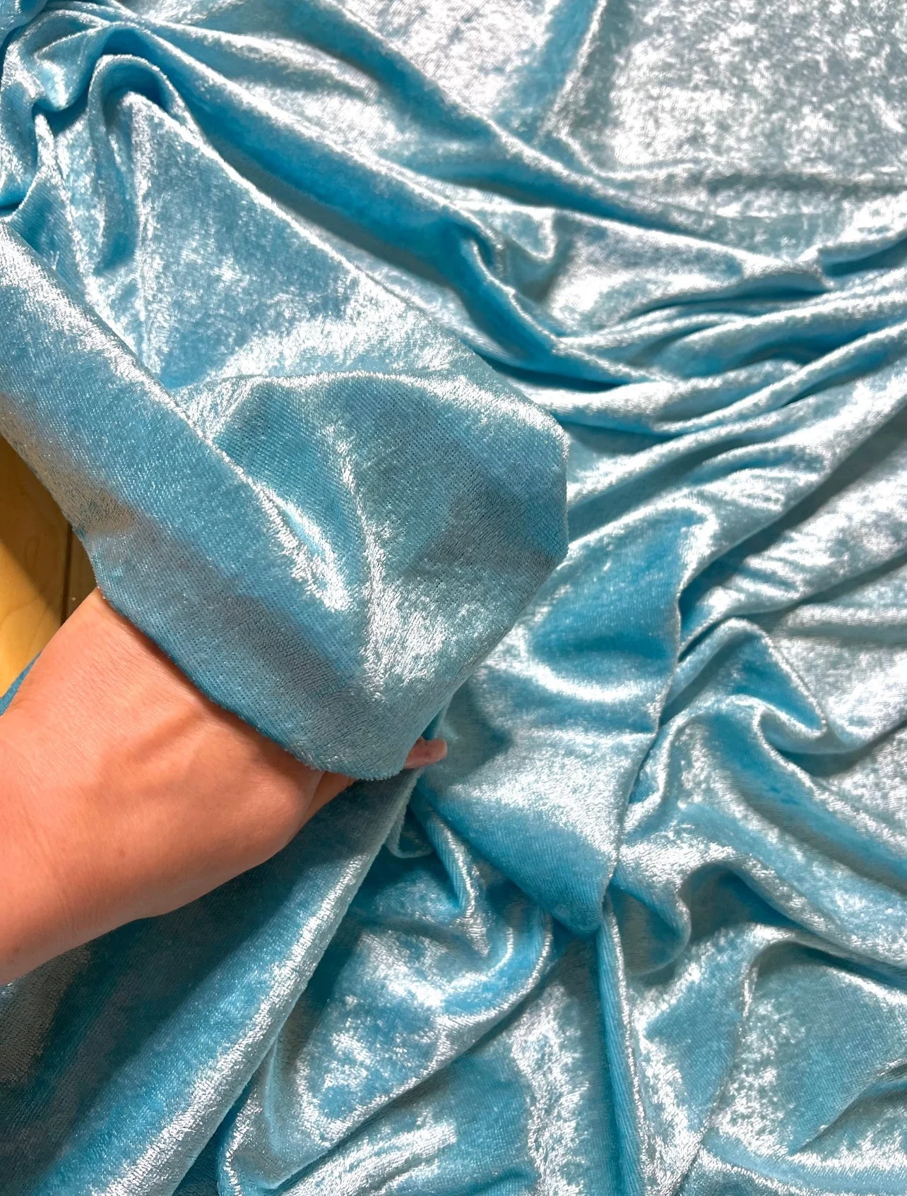 Turquoise Stretch Velvet - Image 4
