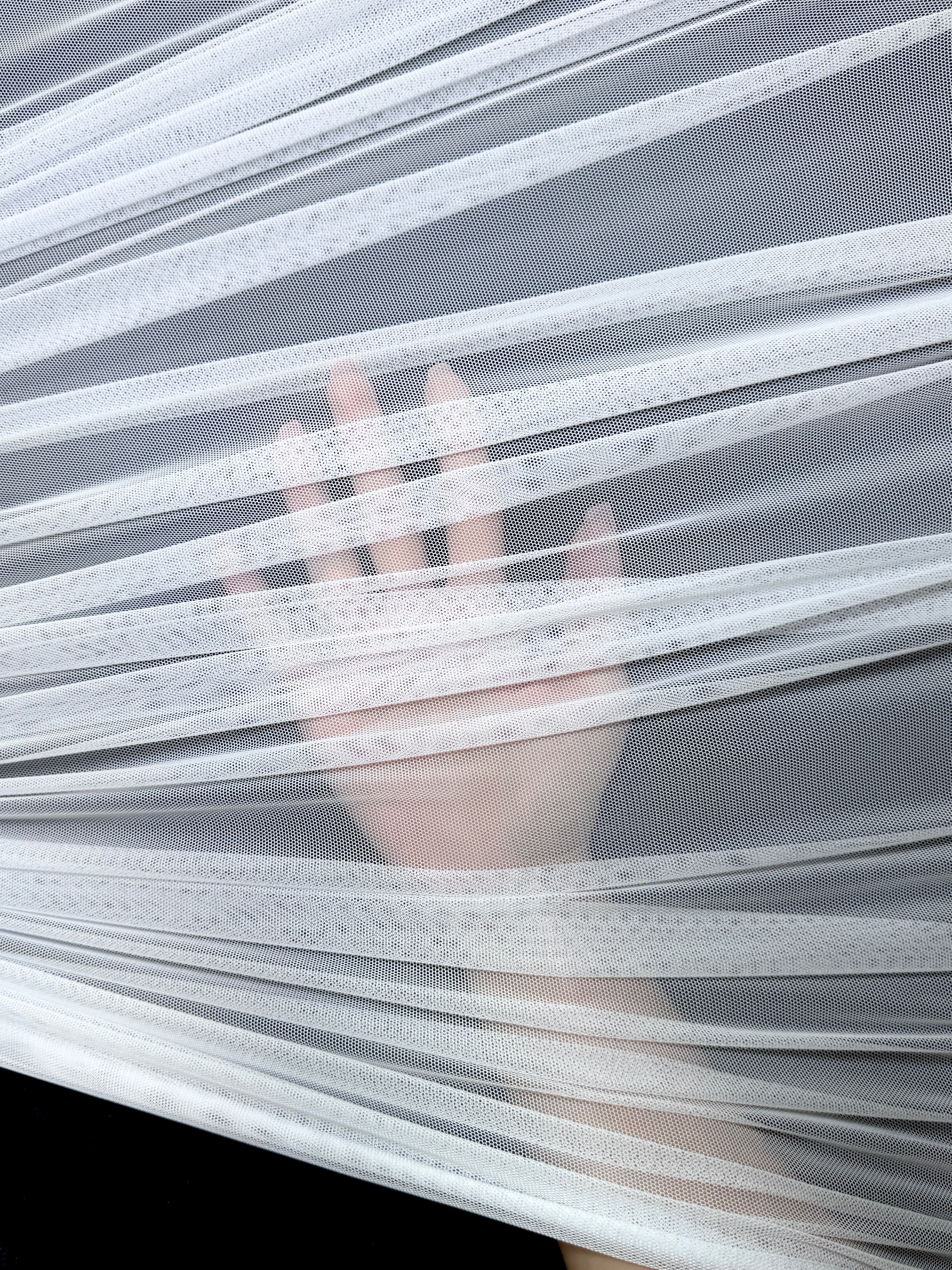 White 4 Way Stretch Power Mesh - Image 2