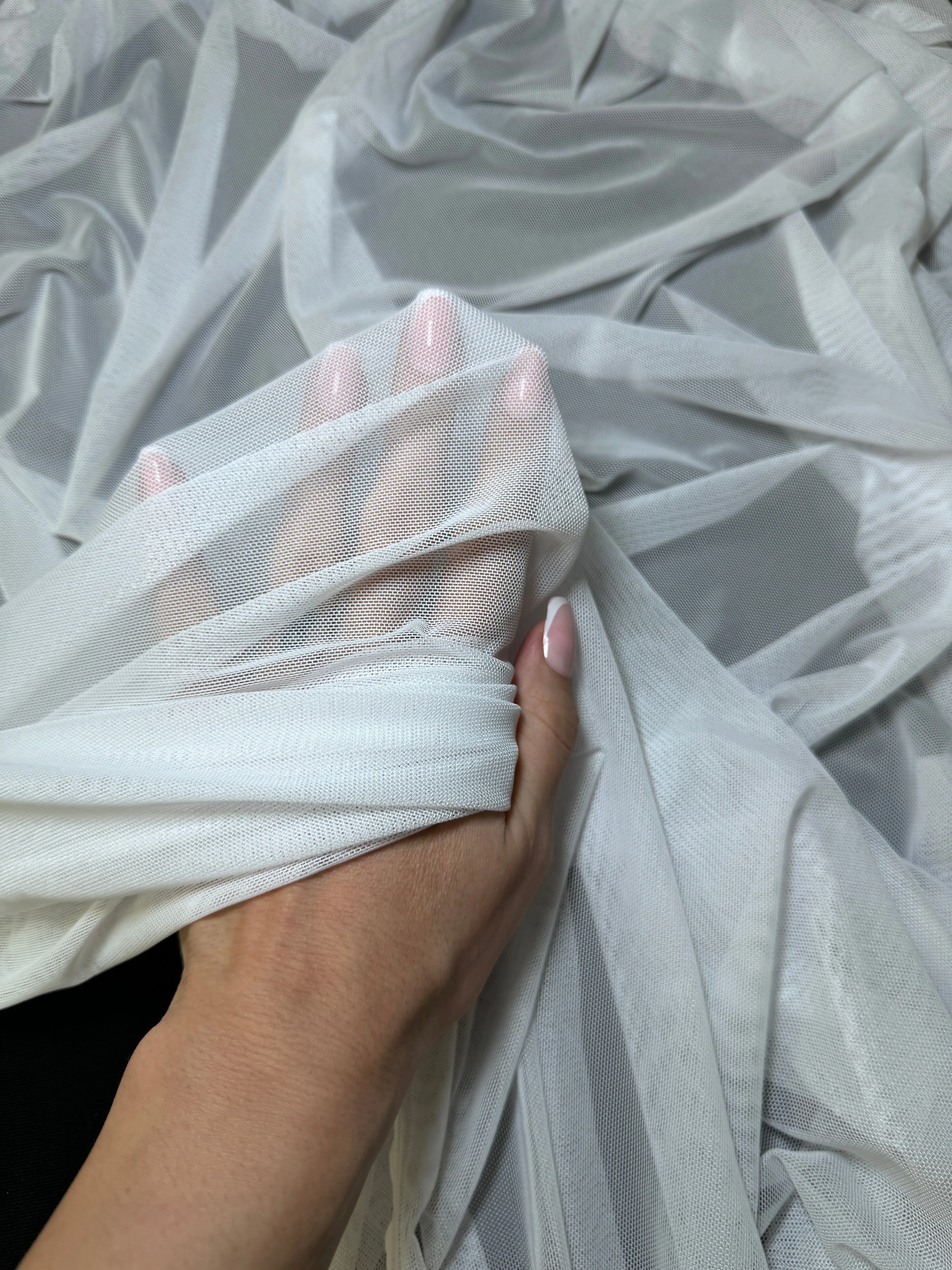 White 4 Way Stretch Power Mesh - Image 9