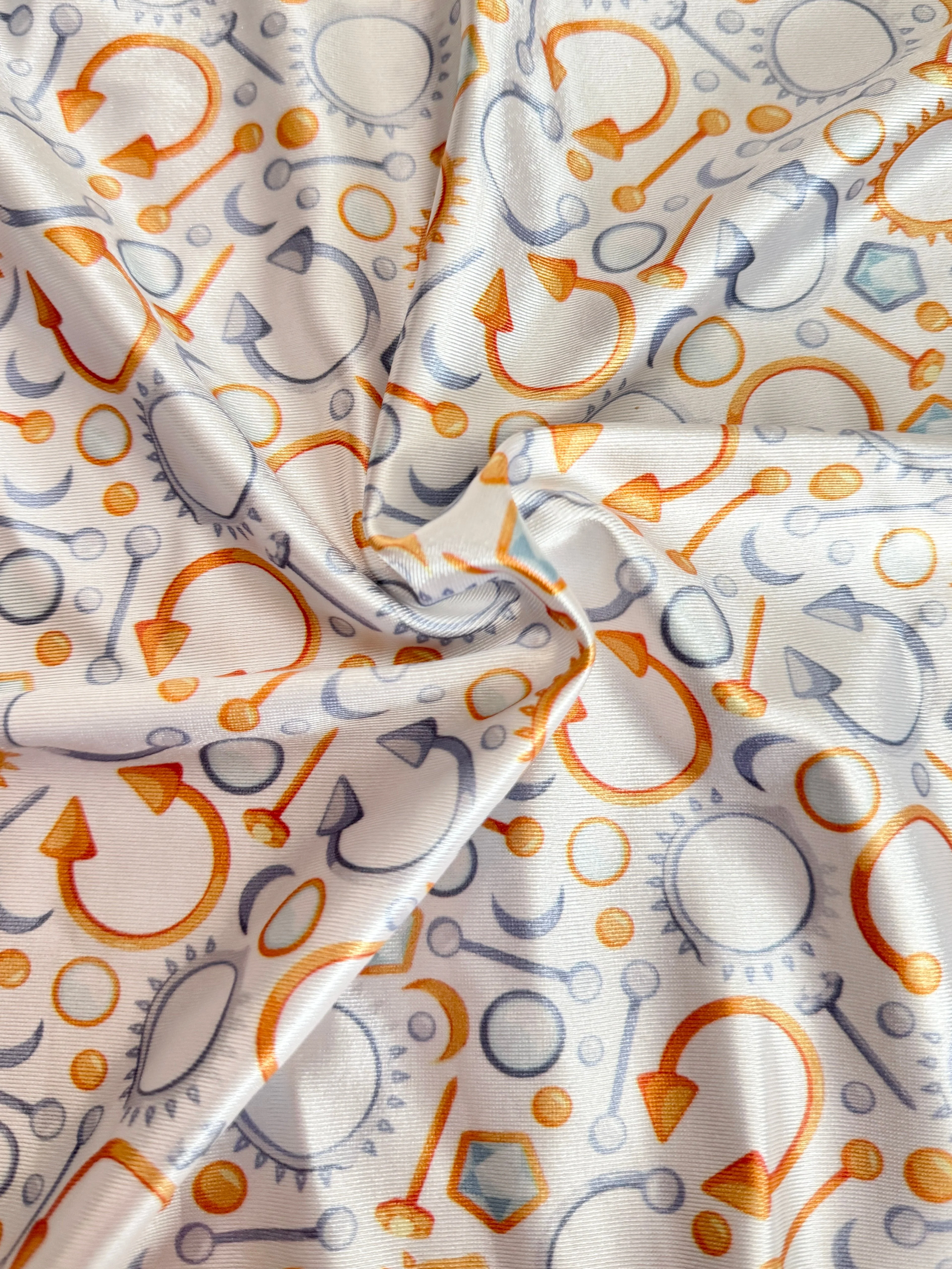 White Abstract Piercing Nylon Spandex - Image 3
