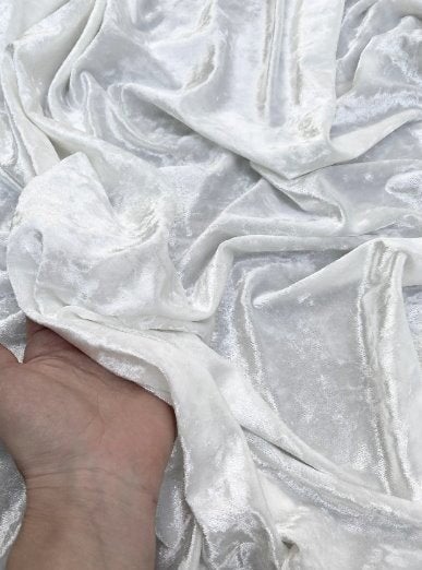 White Stretch Crushed Velvet - Image 3