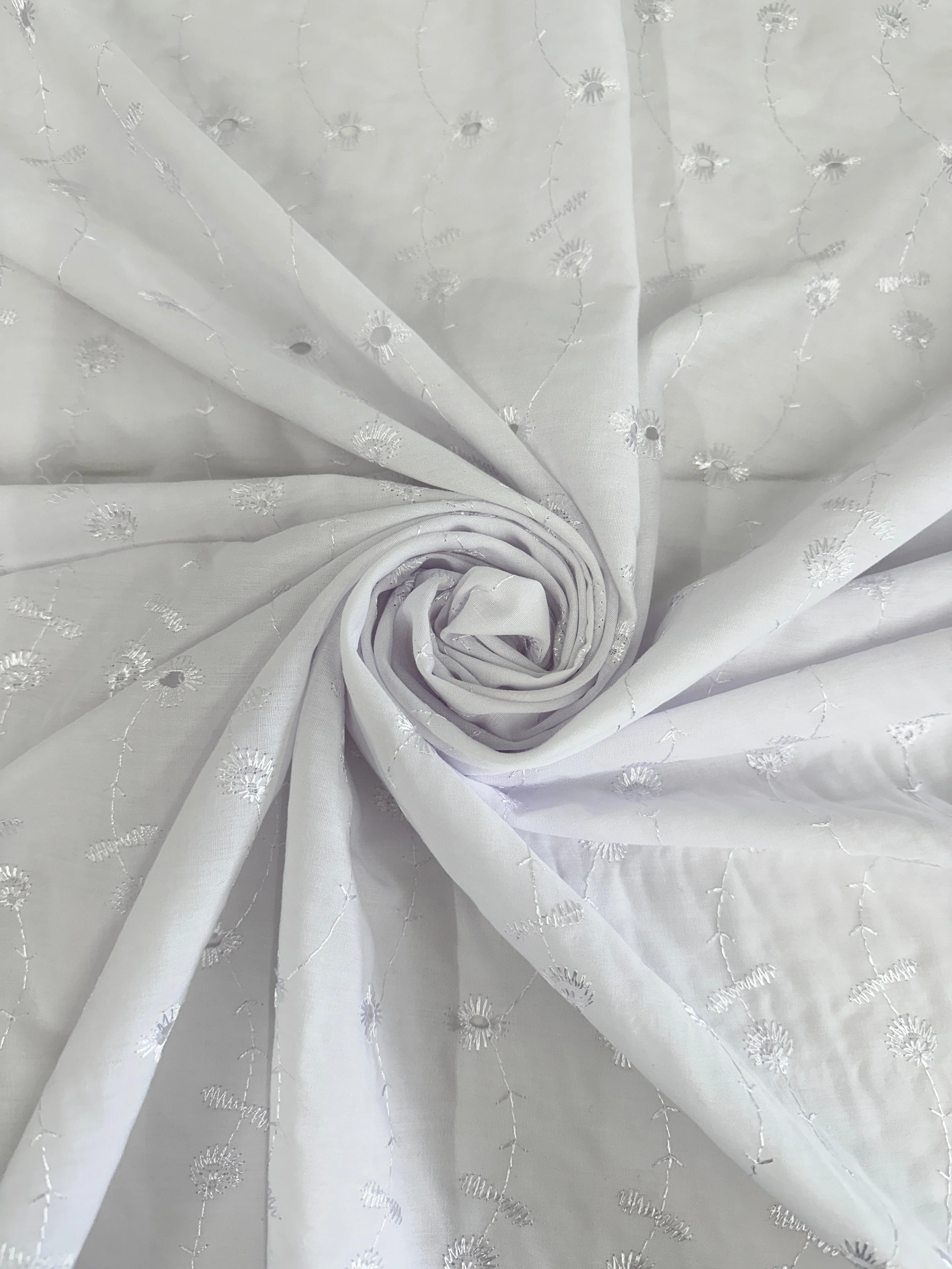 White Dainty Cotton Embroidered Eyelet - Image 11