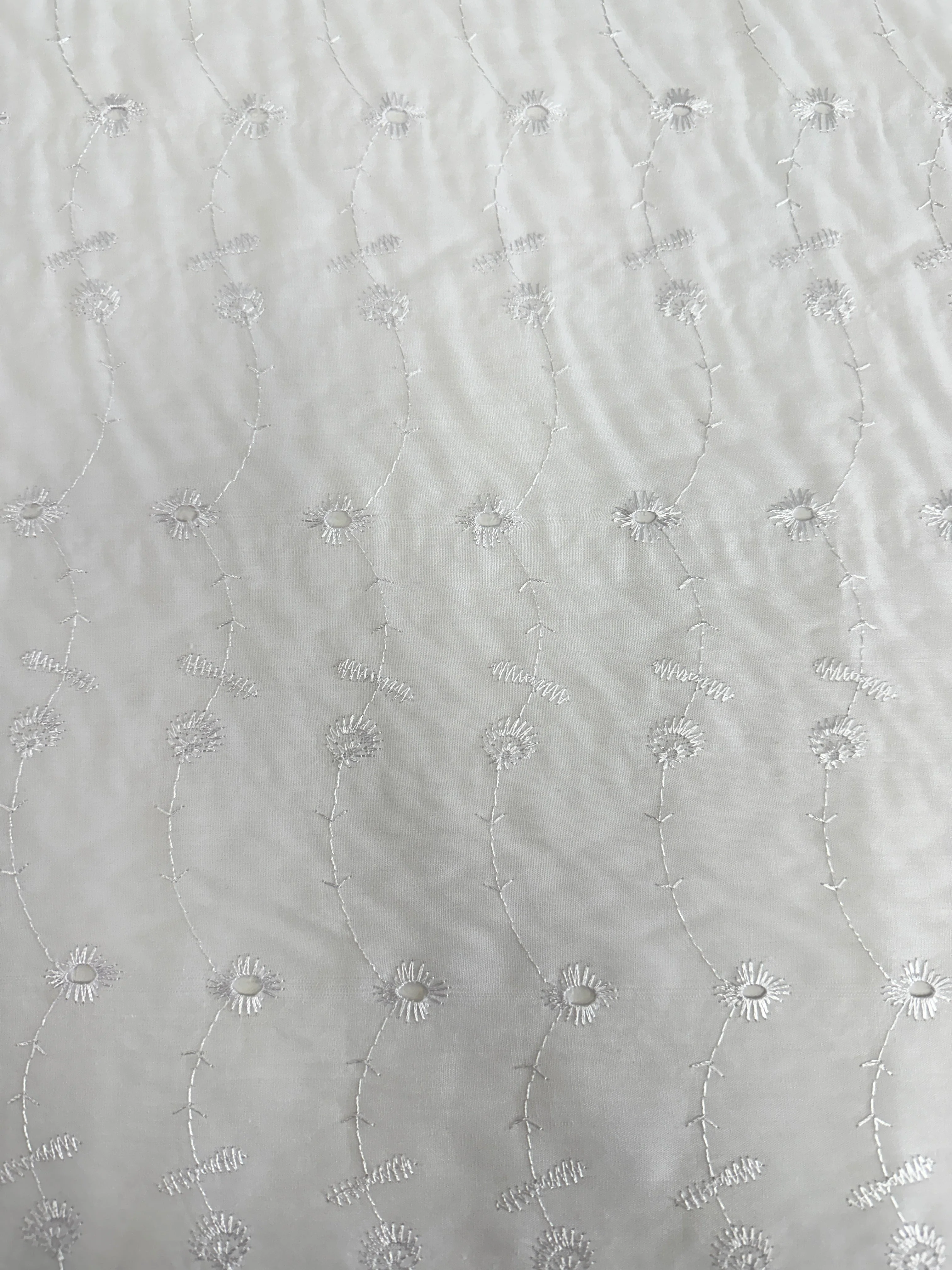 White Dainty Cotton Embroidered Eyelet - Image 2