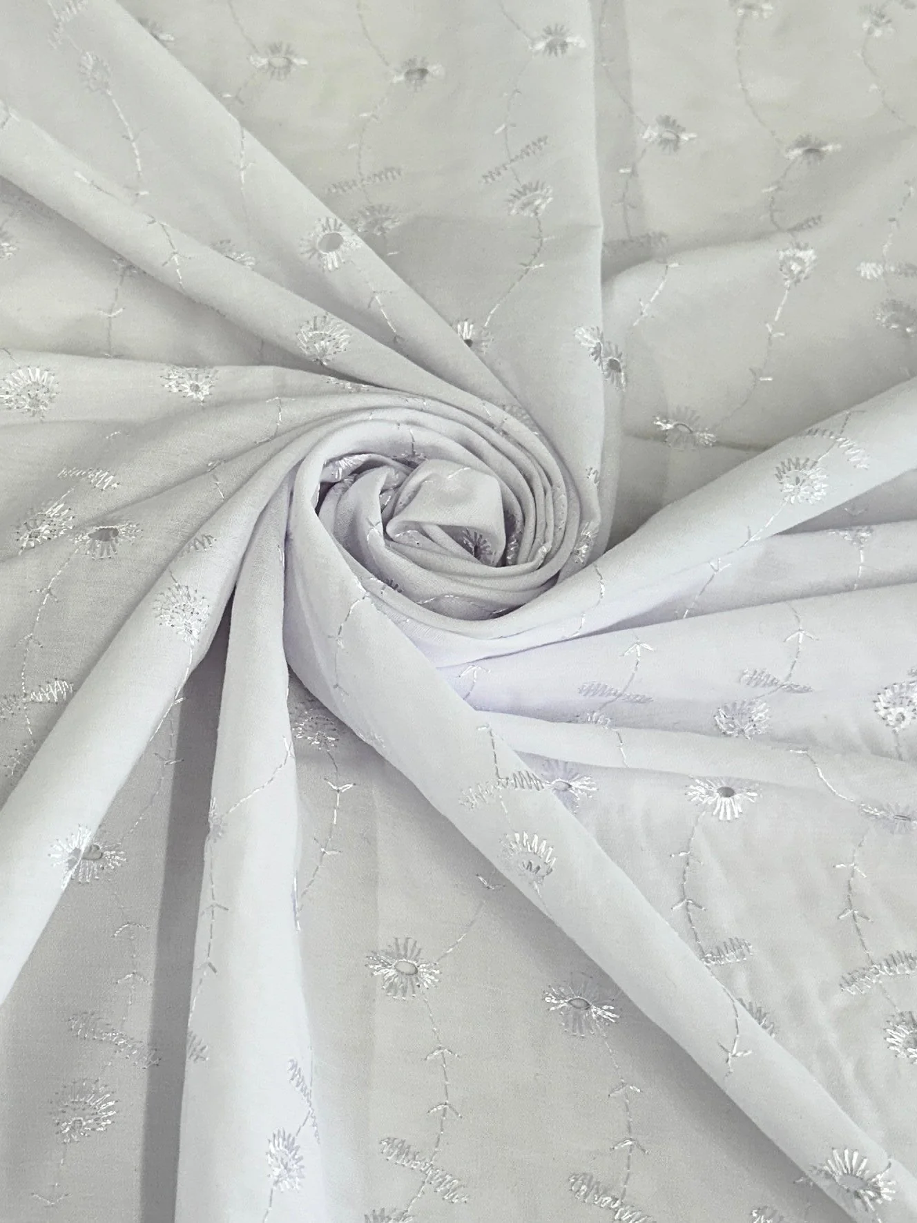White Dainty Cotton Embroidered Eyelet - Image 3