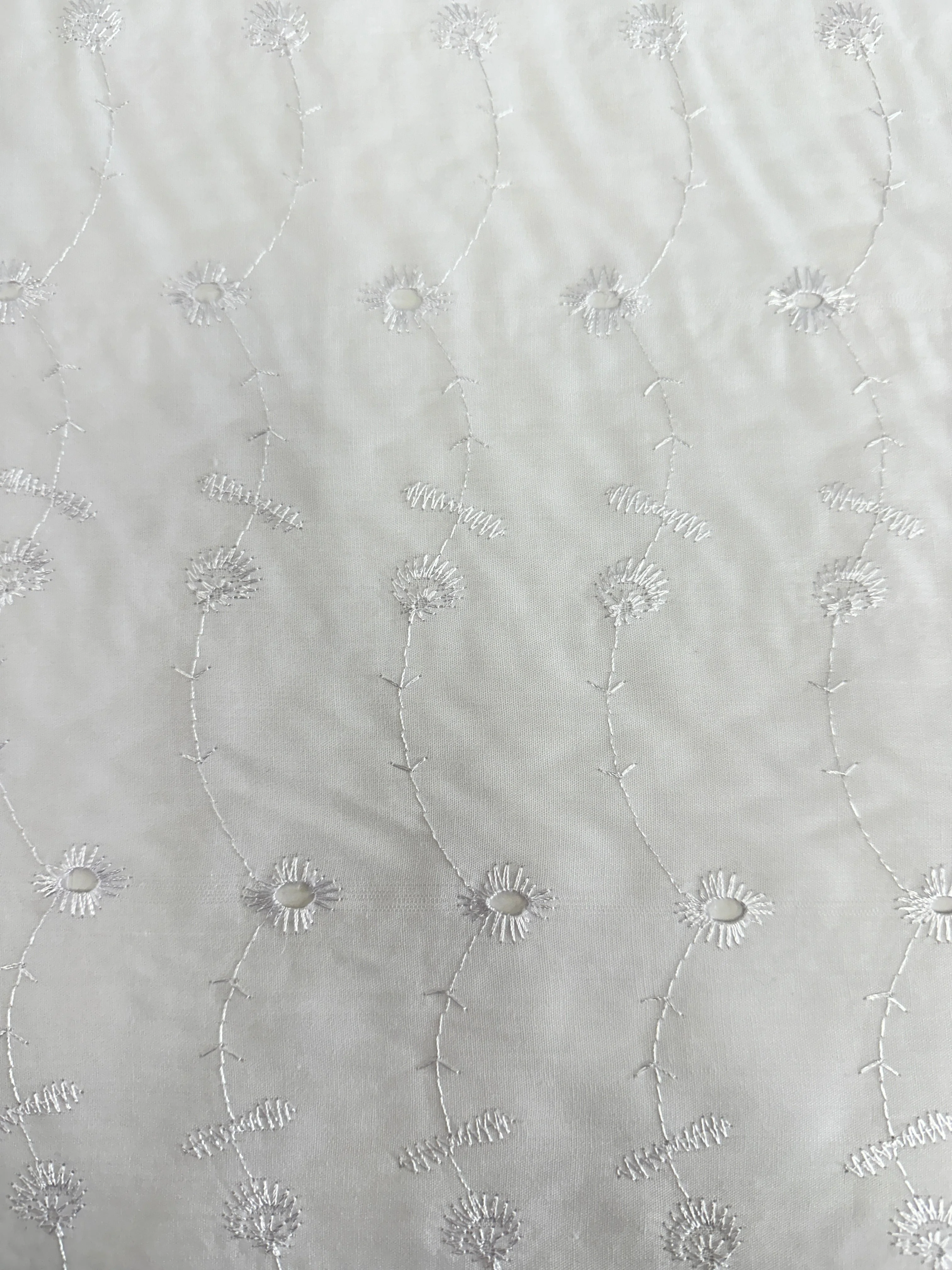 White Dainty Cotton Embroidered Eyelet - Image 8