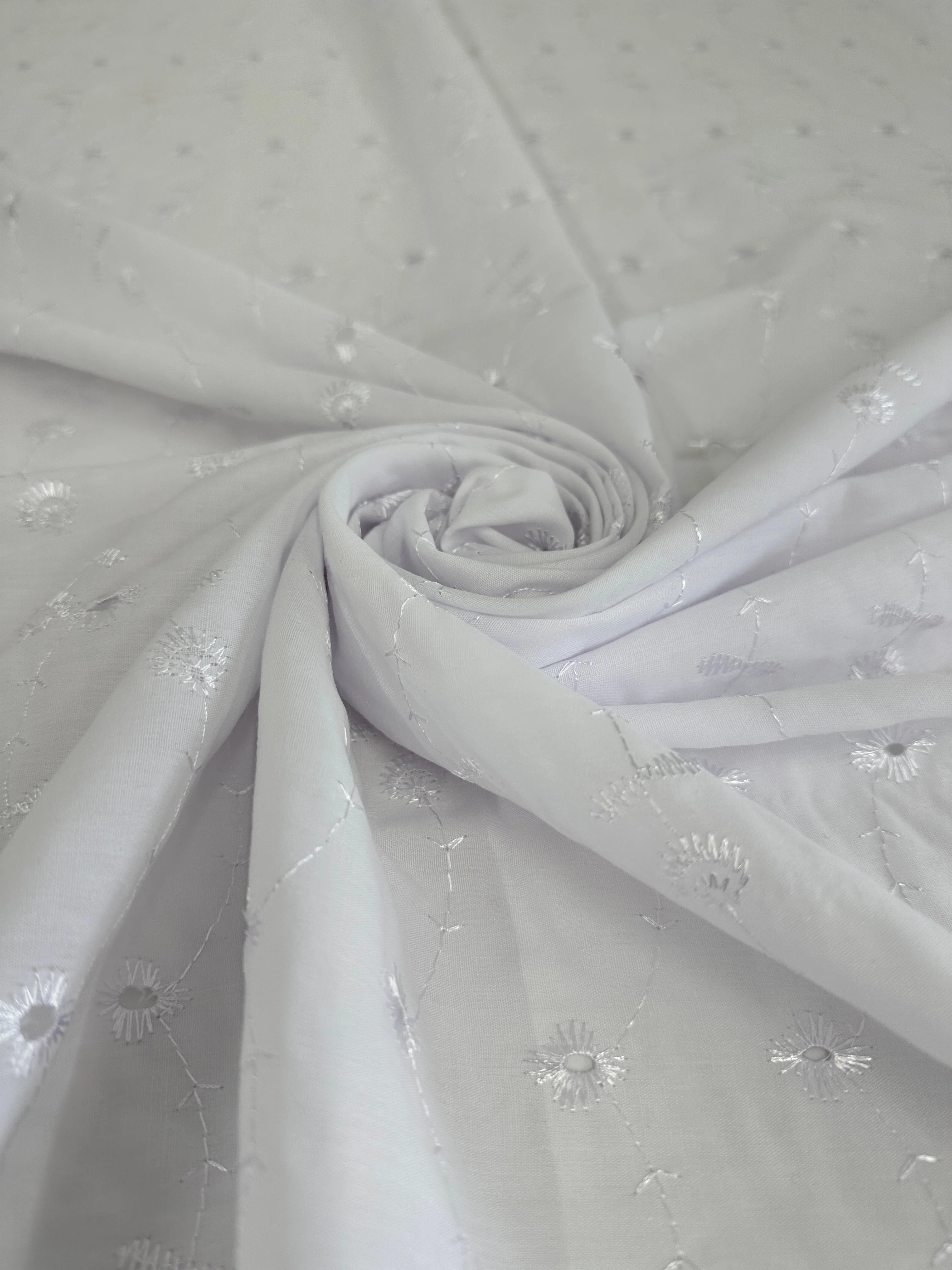 White Dainty Cotton Embroidered Eyelet - Image 9
