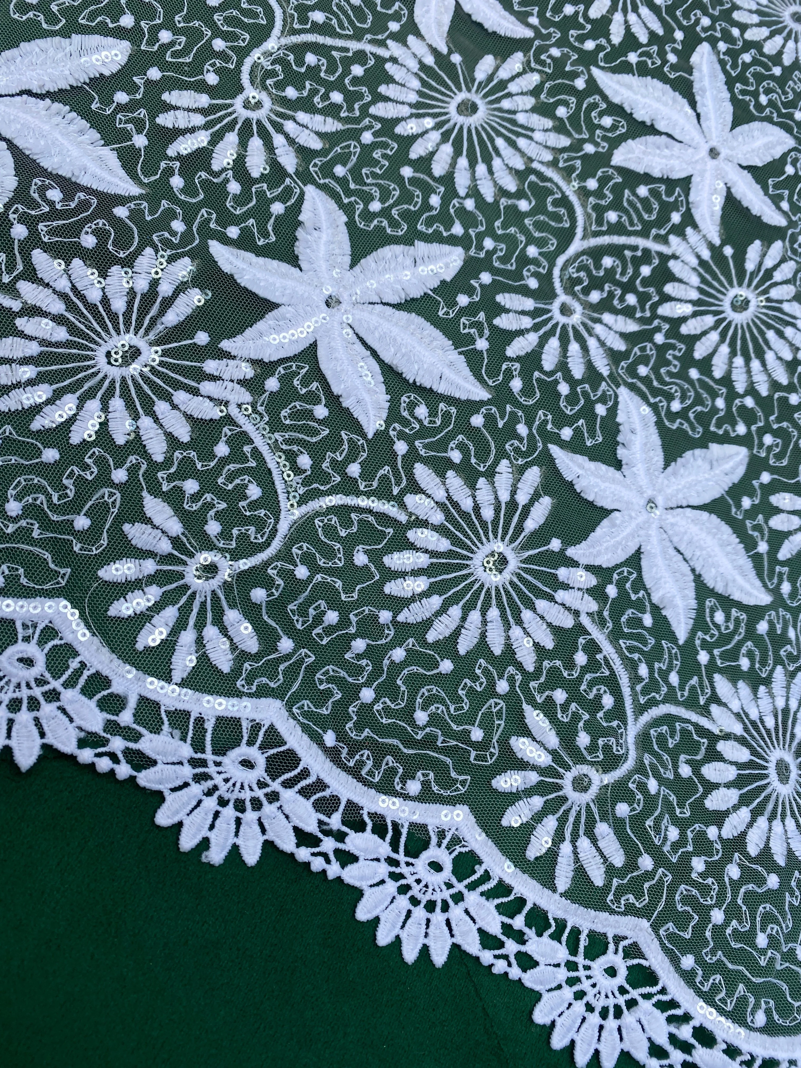 White Bridal Dainty Lace on Mesh - Image 5