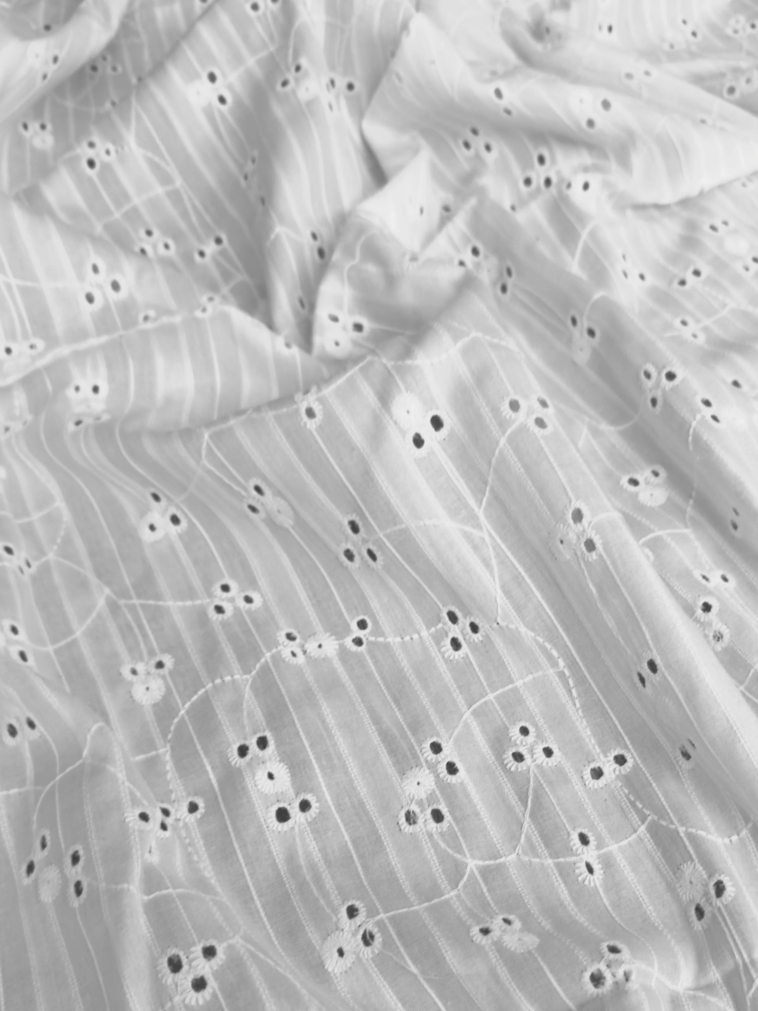 White Embroidered Floral Cotton Eyelet