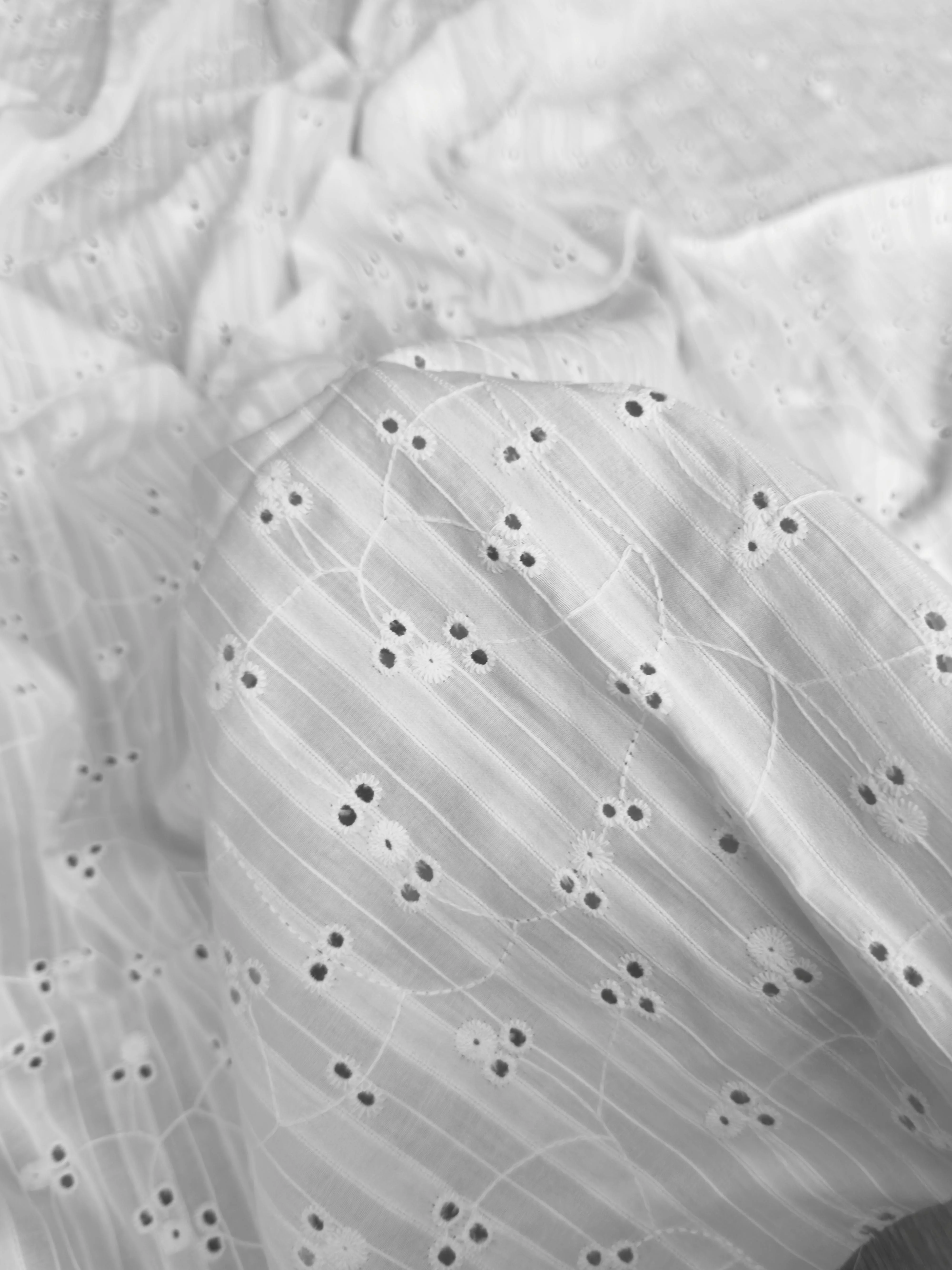 White Embroidered Floral Cotton Eyelet - Image 4